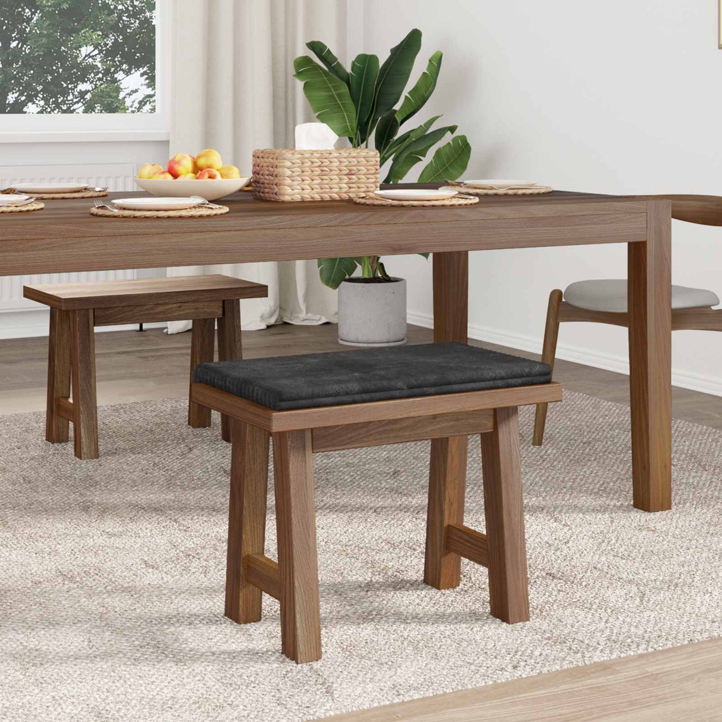 Bankkussen Pluche Corduroy Donkergrijs Diepte 35 cm