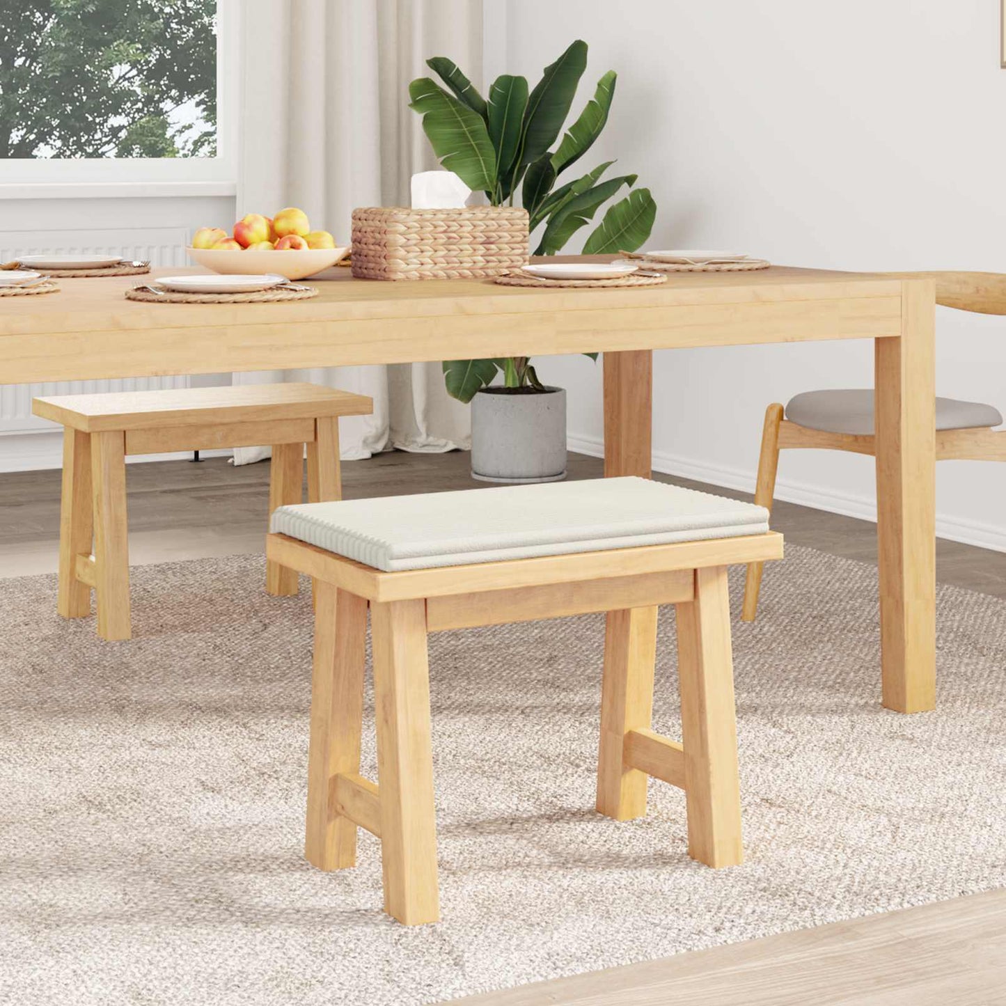 Bankkussen Pluche Corduroy Crèmekleurig Diepte 35 cm