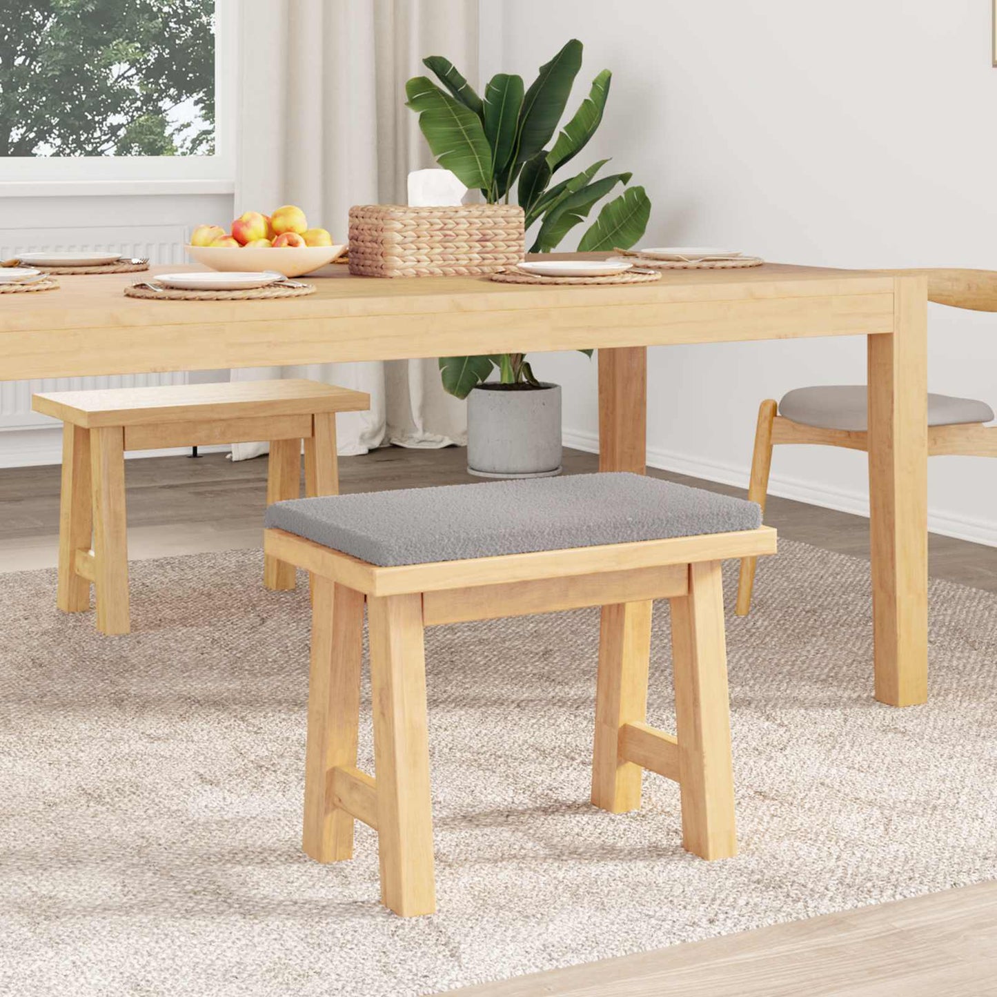 Bankkussen Sherpa Stof Lichtgrijs Diepte 35 cm