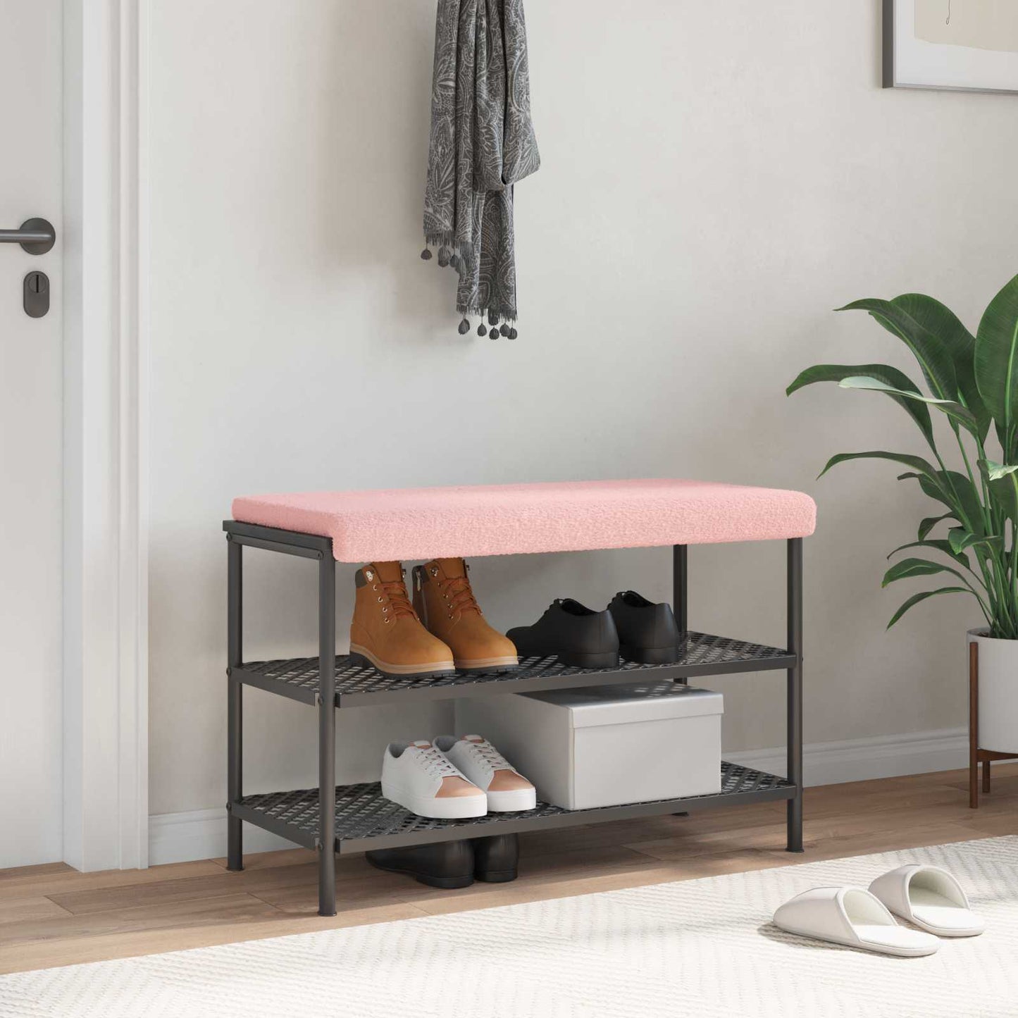 Bankkussen Sherpa Stof Roze Diepte 35 cm