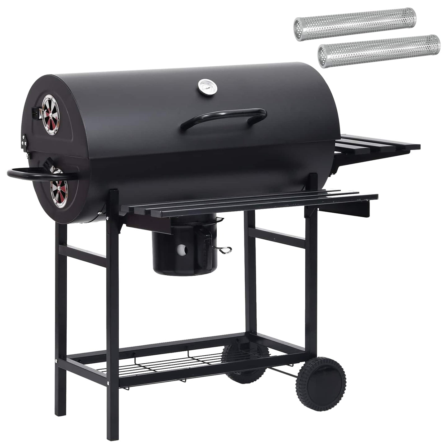 Vaten Grill met Wielen en Planken 3 pcs 115 x 85 x 95 cm Metaal