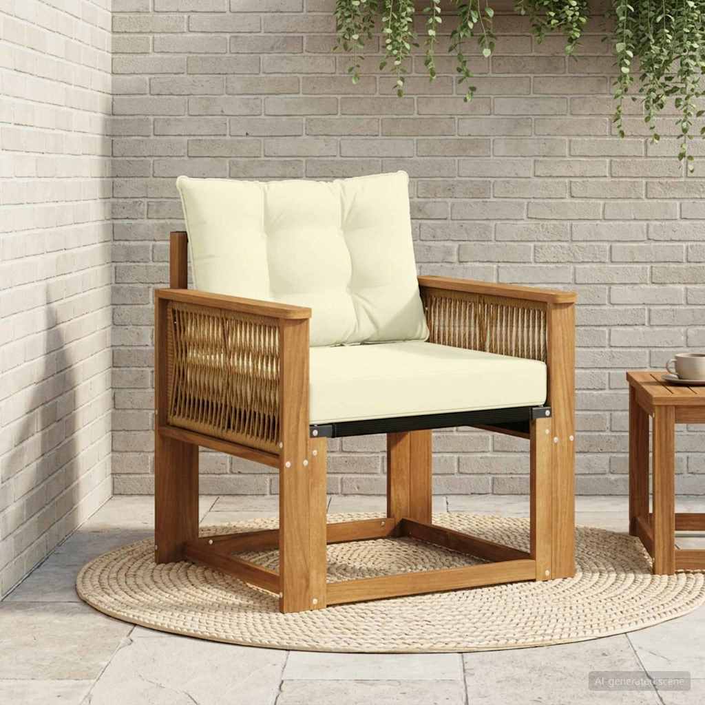 Buiten Midden Sofa Massief Acaciahout en Textilene Naturel is nu te koop bij PeponiXL, paradijselijk wonen!