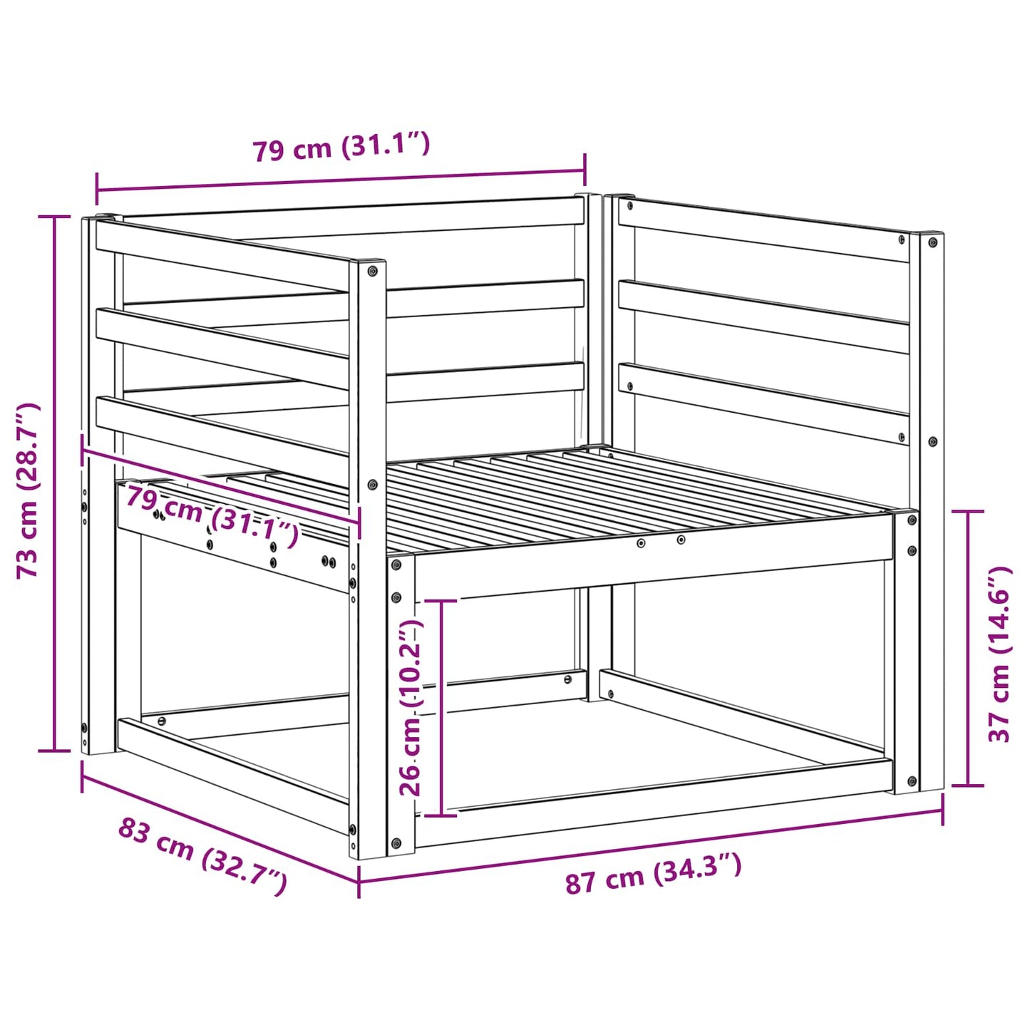 Buiten Midden Sofa Massief Acaciahout Wit is nu te koop bij PeponiXL, paradijselijk wonen!