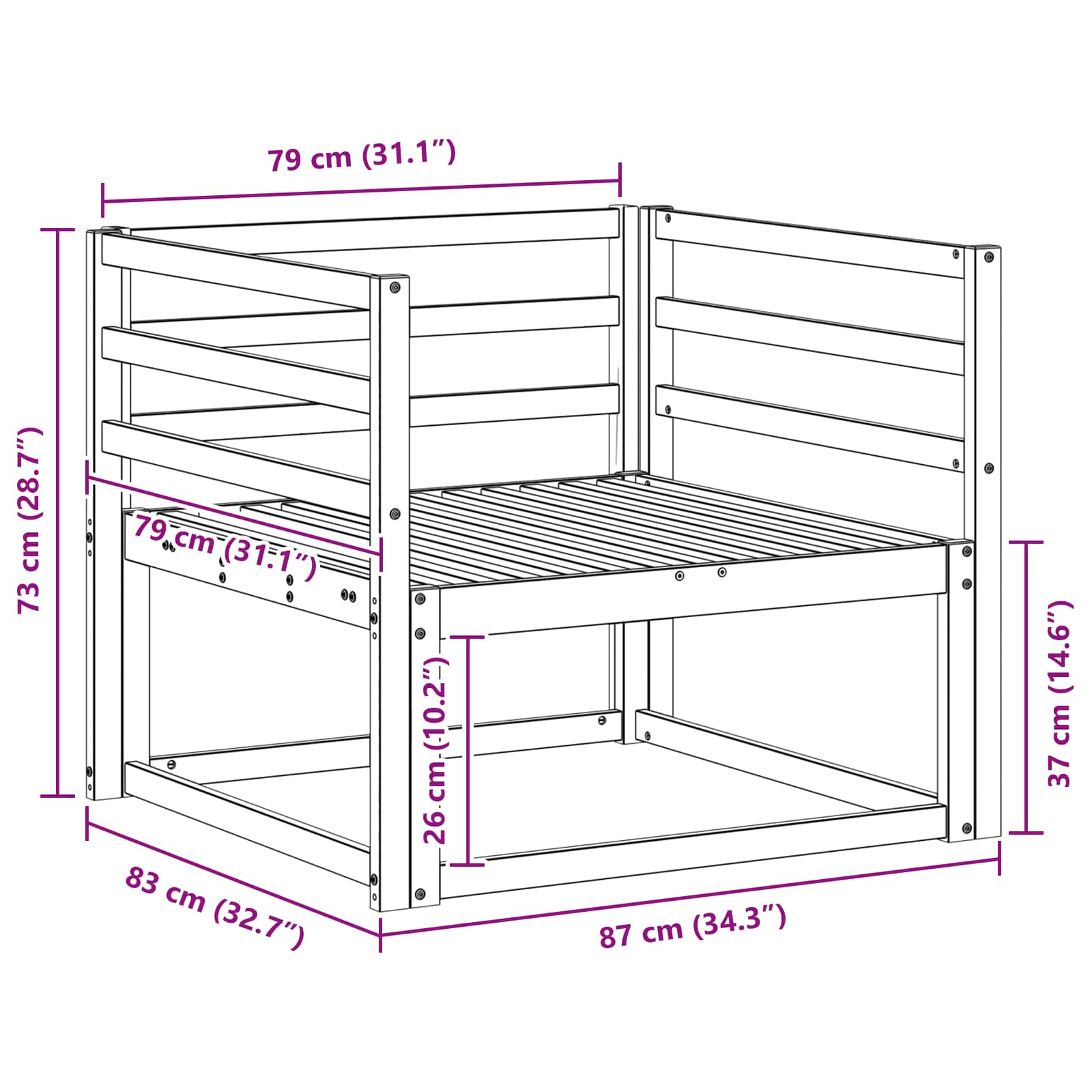 Buiten Midden Sofa Massief Acaciahout Wit is nu te koop bij PeponiXL, paradijselijk wonen!
