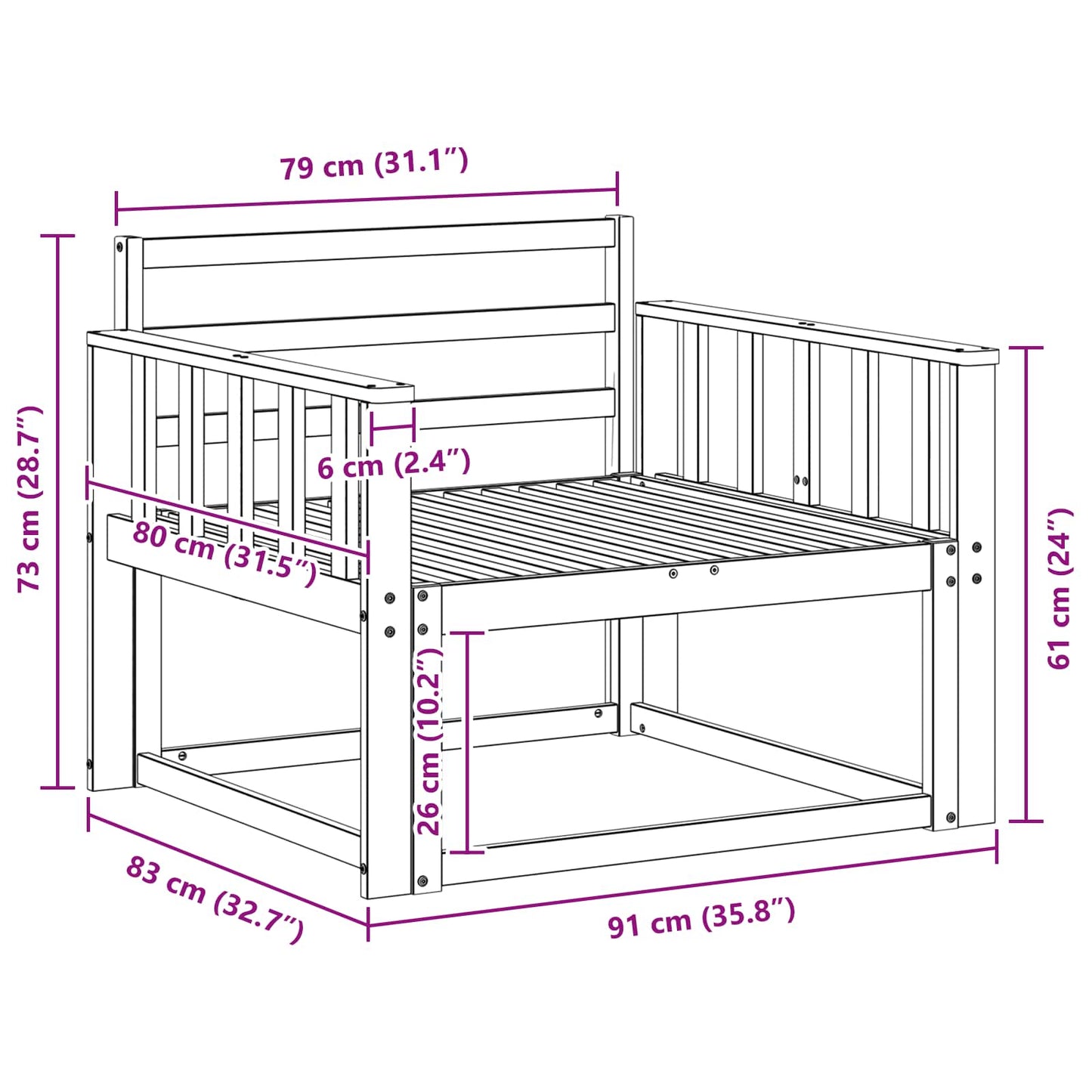 Buiten Midden Sofa Massief Acaciahout Wit is nu te koop bij PeponiXL, paradijselijk wonen!