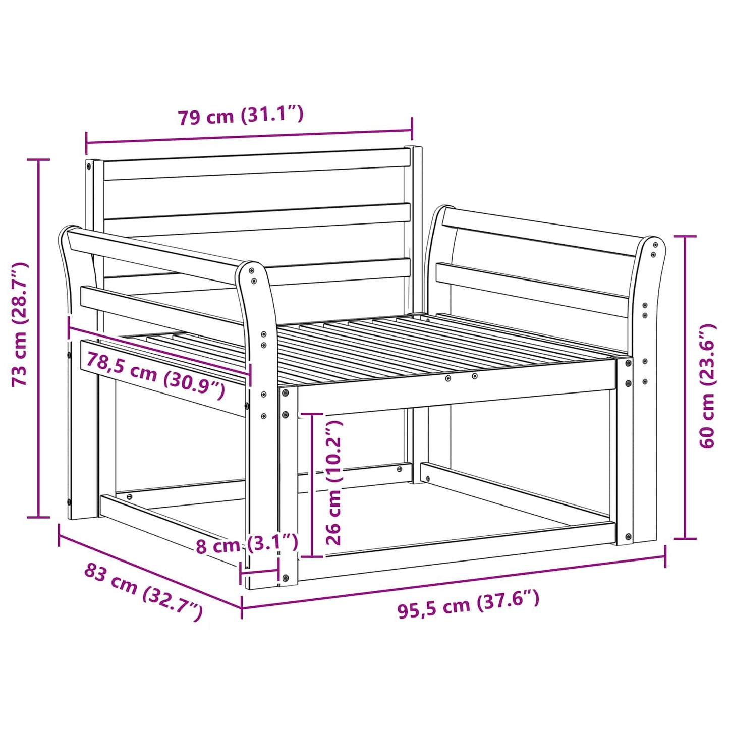 Buiten Midden Sofa Massief Acaciahout Wit is nu te koop bij PeponiXL, paradijselijk wonen!