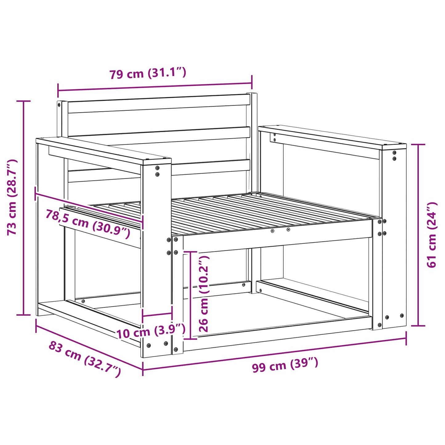 Buiten Midden Sofa Massief Acaciahout Wit is nu te koop bij PeponiXL, paradijselijk wonen!