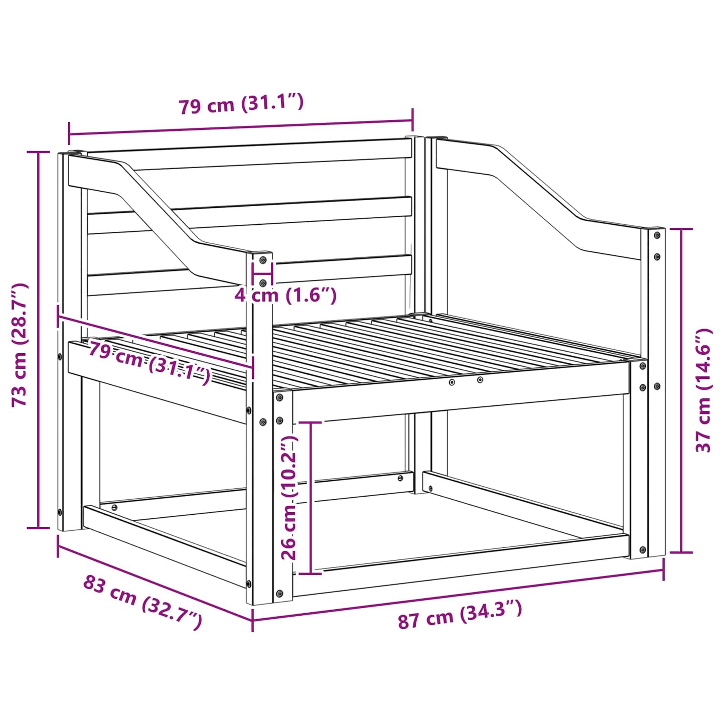 Buiten Midden Sofa Massief Acaciahout Wit is nu te koop bij PeponiXL, paradijselijk wonen!