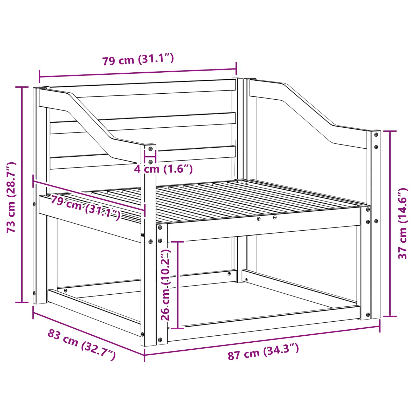 Buiten Midden Sofa Massief Acaciahout Wit is nu te koop bij PeponiXL, paradijselijk wonen!