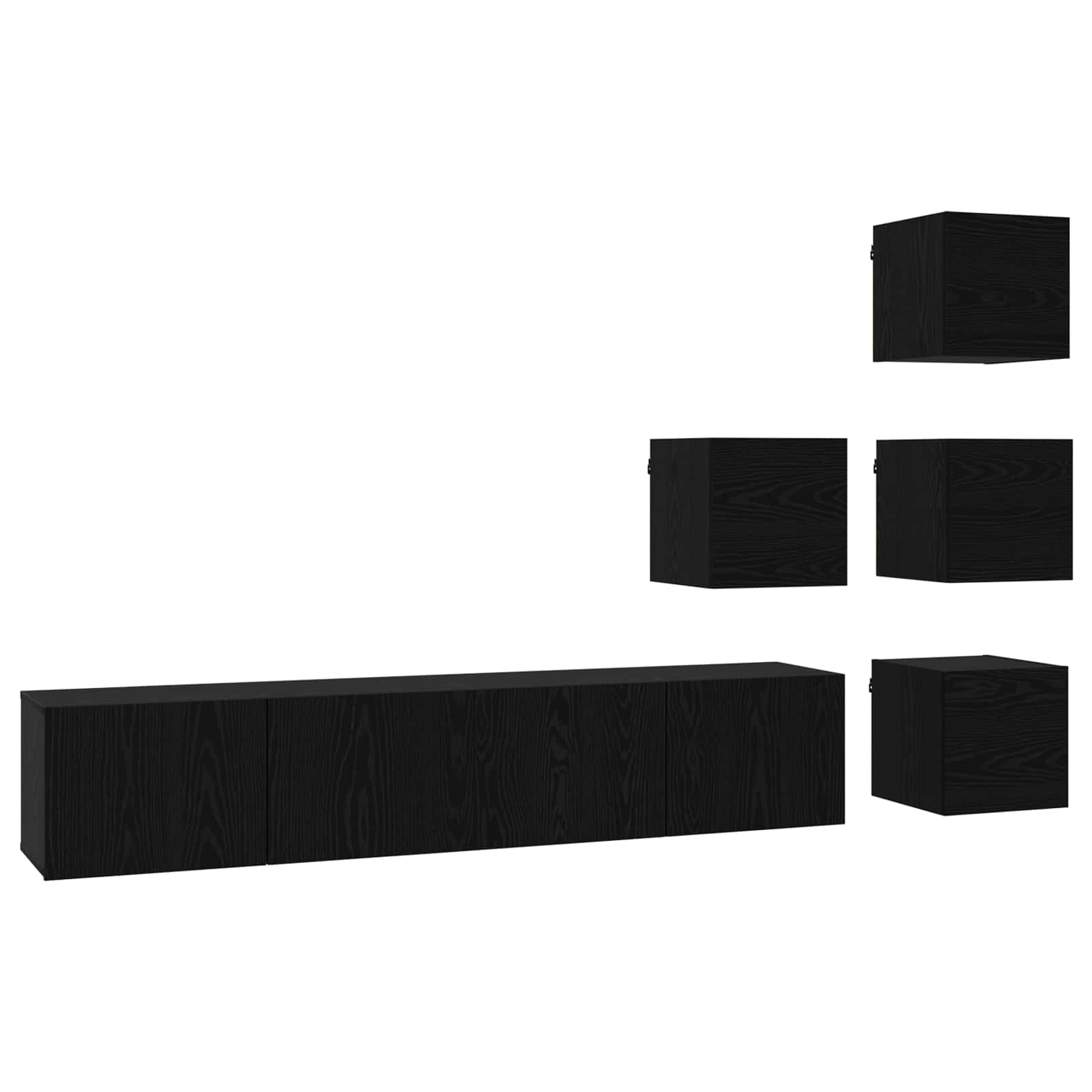 Tv-meubelset 6 pcs 80 x 30 x 30 cm Zwart eiken Bewerkt hout is nu te koop bij PeponiXL, paradijselijk wonen!