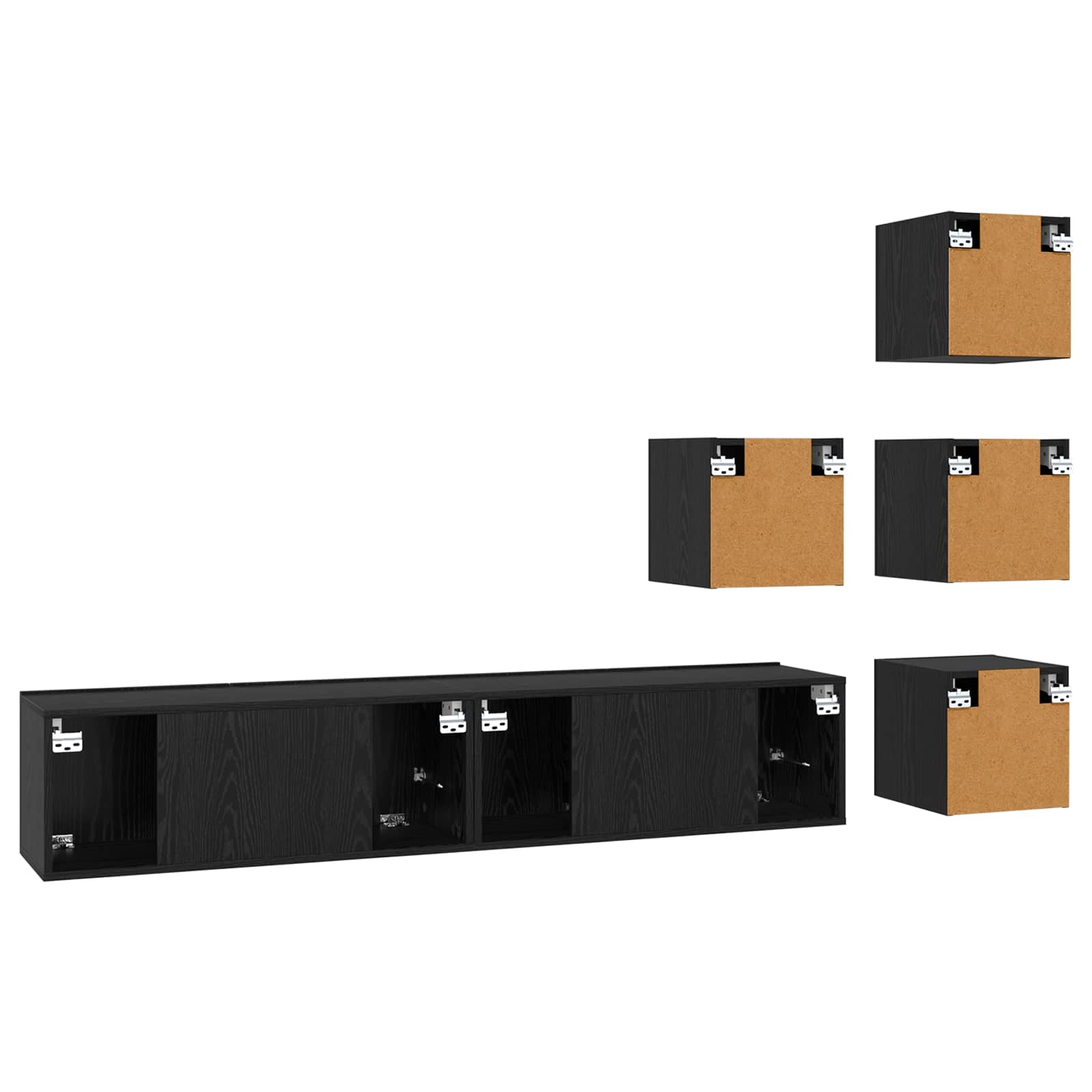 Tv-meubelset 6 pcs 80 x 30 x 30 cm Zwart eiken Bewerkt hout is nu te koop bij PeponiXL, paradijselijk wonen!