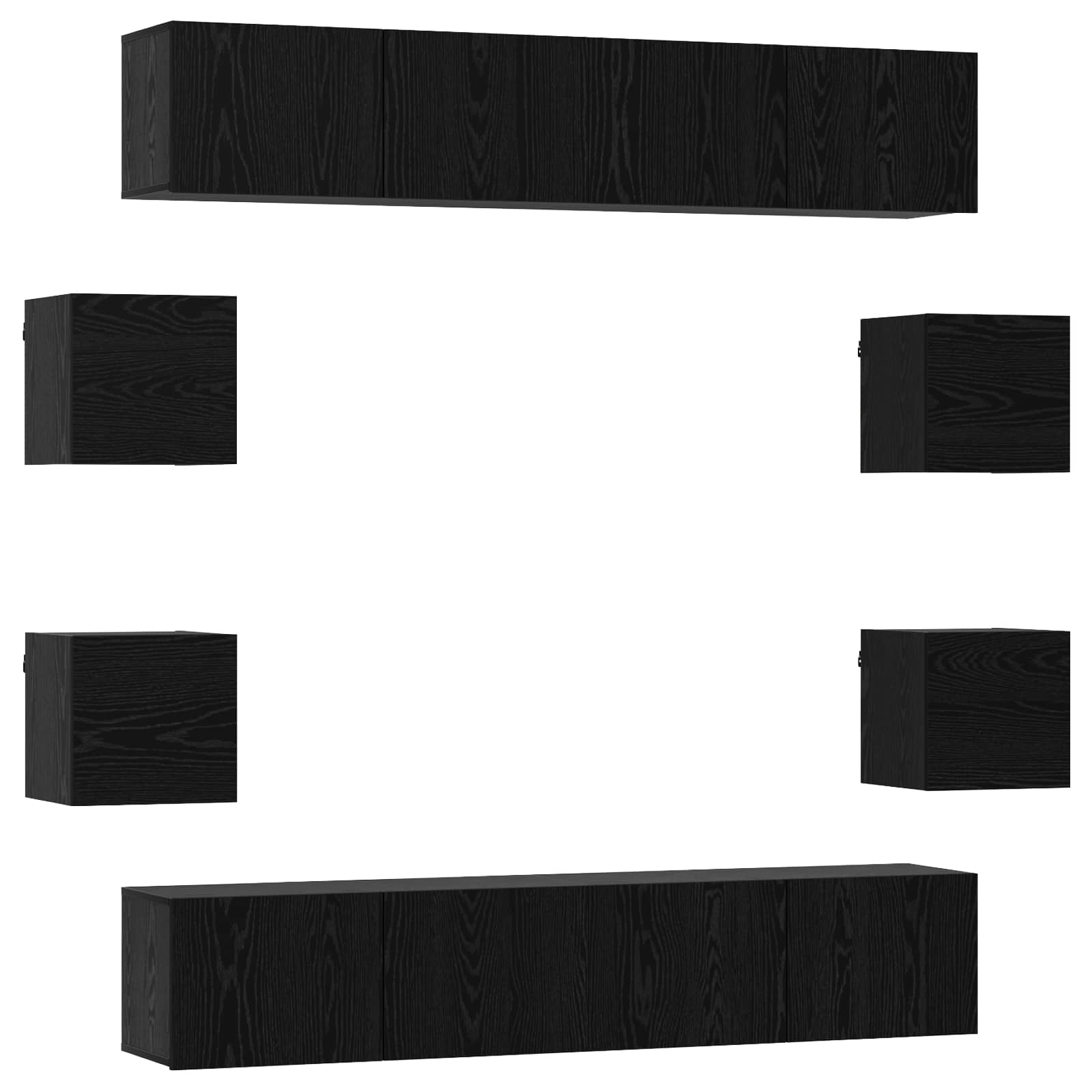 Tv-meubelset 8 pcs 80 x 30 x 30 cm Zwart eiken Bewerkt hout is nu te koop bij PeponiXL, paradijselijk wonen!