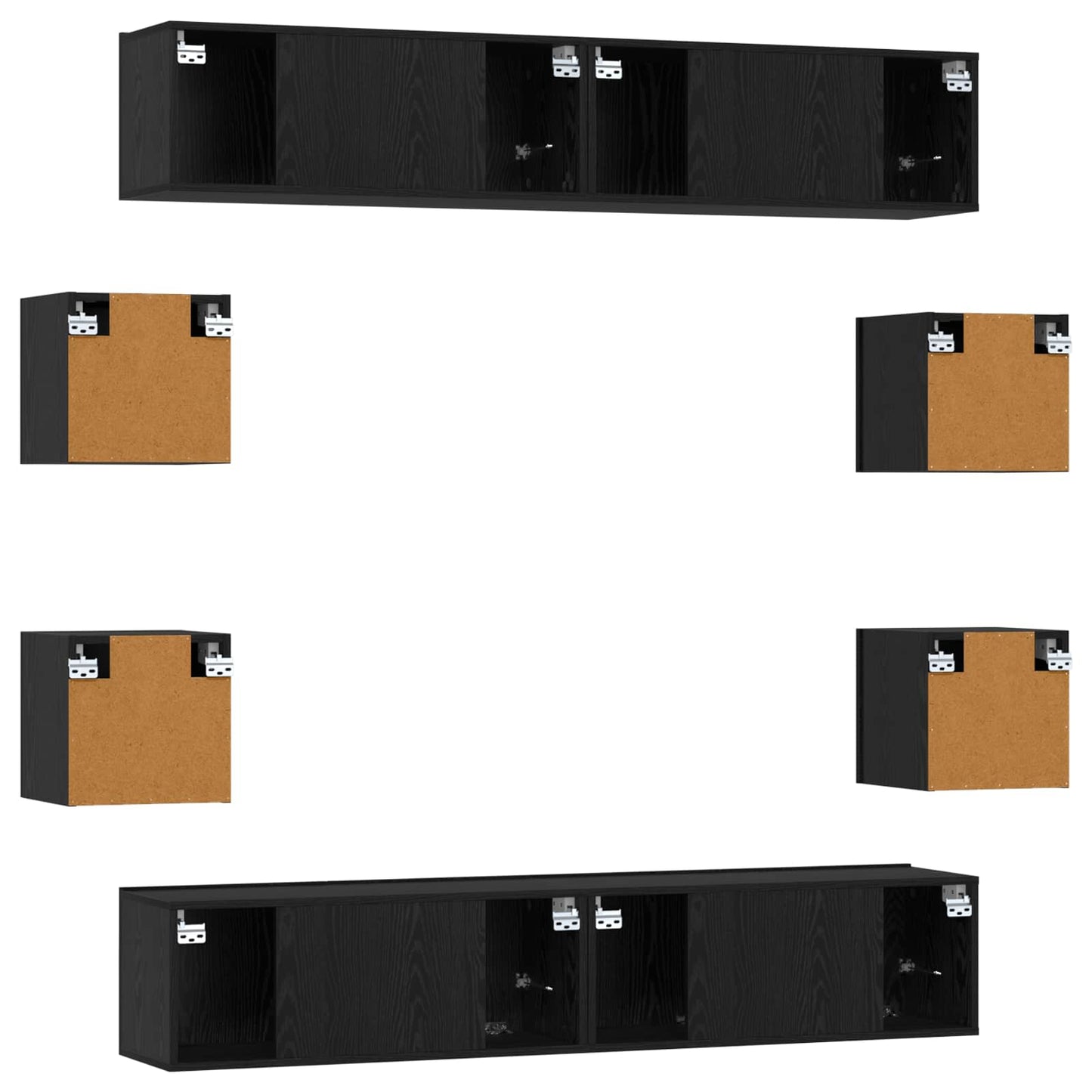 Tv-meubelset 8 pcs 80 x 30 x 30 cm Zwart eiken Bewerkt hout is nu te koop bij PeponiXL, paradijselijk wonen!