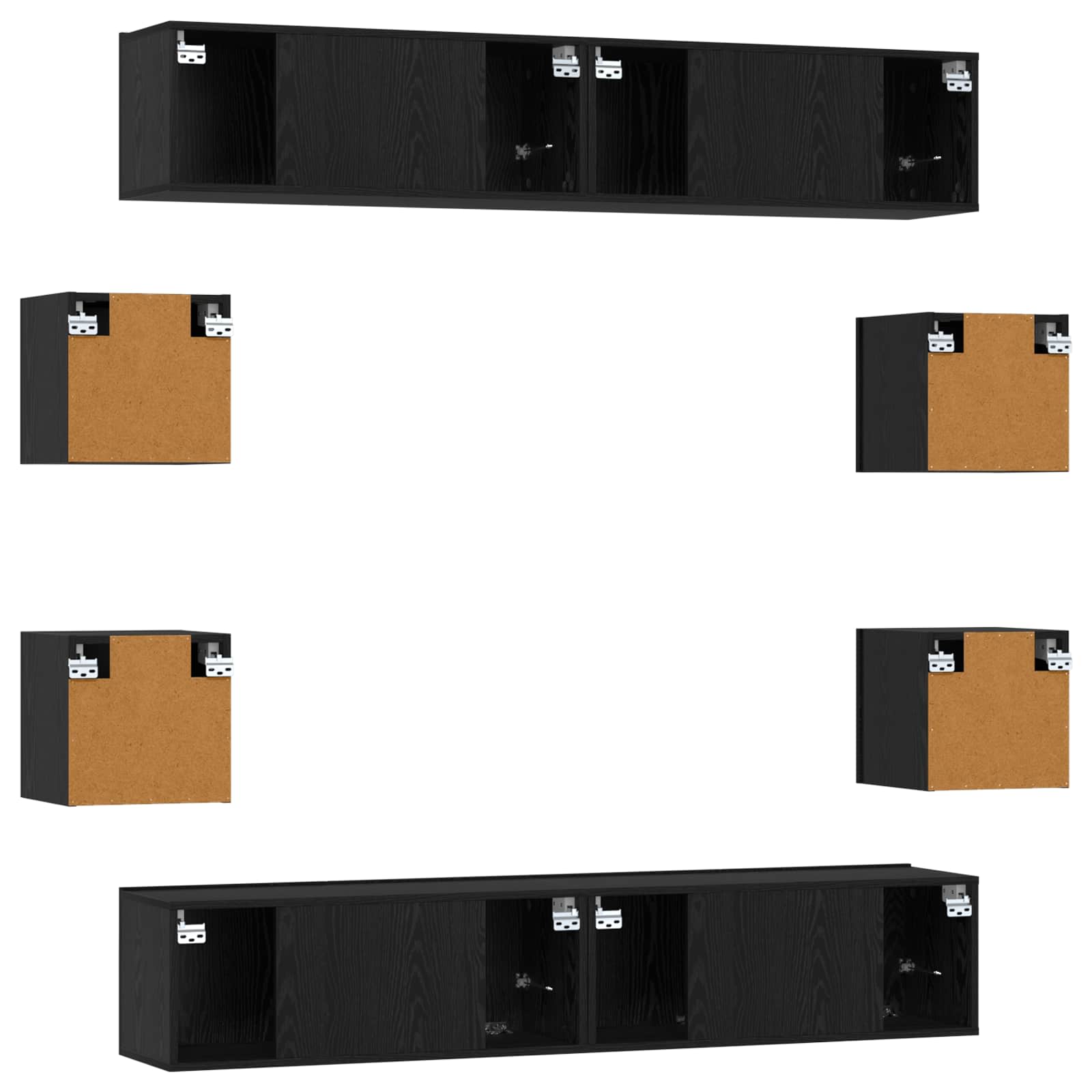 Tv-meubelset 8 pcs 80 x 30 x 30 cm Zwart eiken Bewerkt hout is nu te koop bij PeponiXL, paradijselijk wonen!