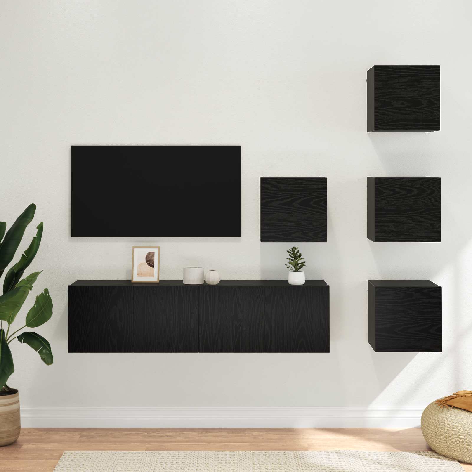 Tv-meubelset 6 pcs 60 x 30 x 30 cm Zwart eiken Bewerkt hout is nu te koop bij PeponiXL, paradijselijk wonen!