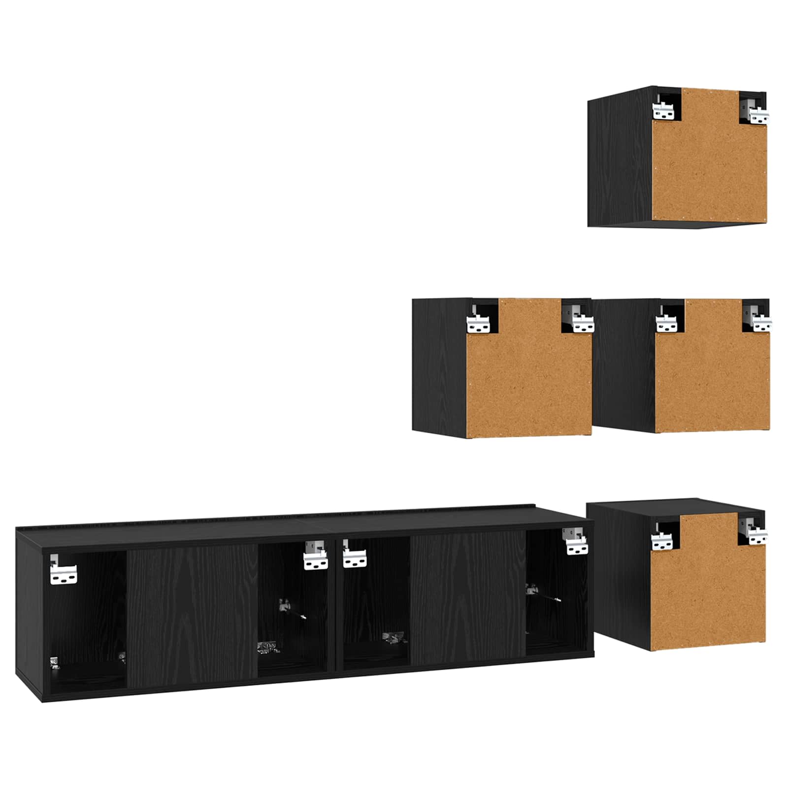 Tv-meubelset 6 pcs 60 x 30 x 30 cm Zwart eiken Bewerkt hout is nu te koop bij PeponiXL, paradijselijk wonen!