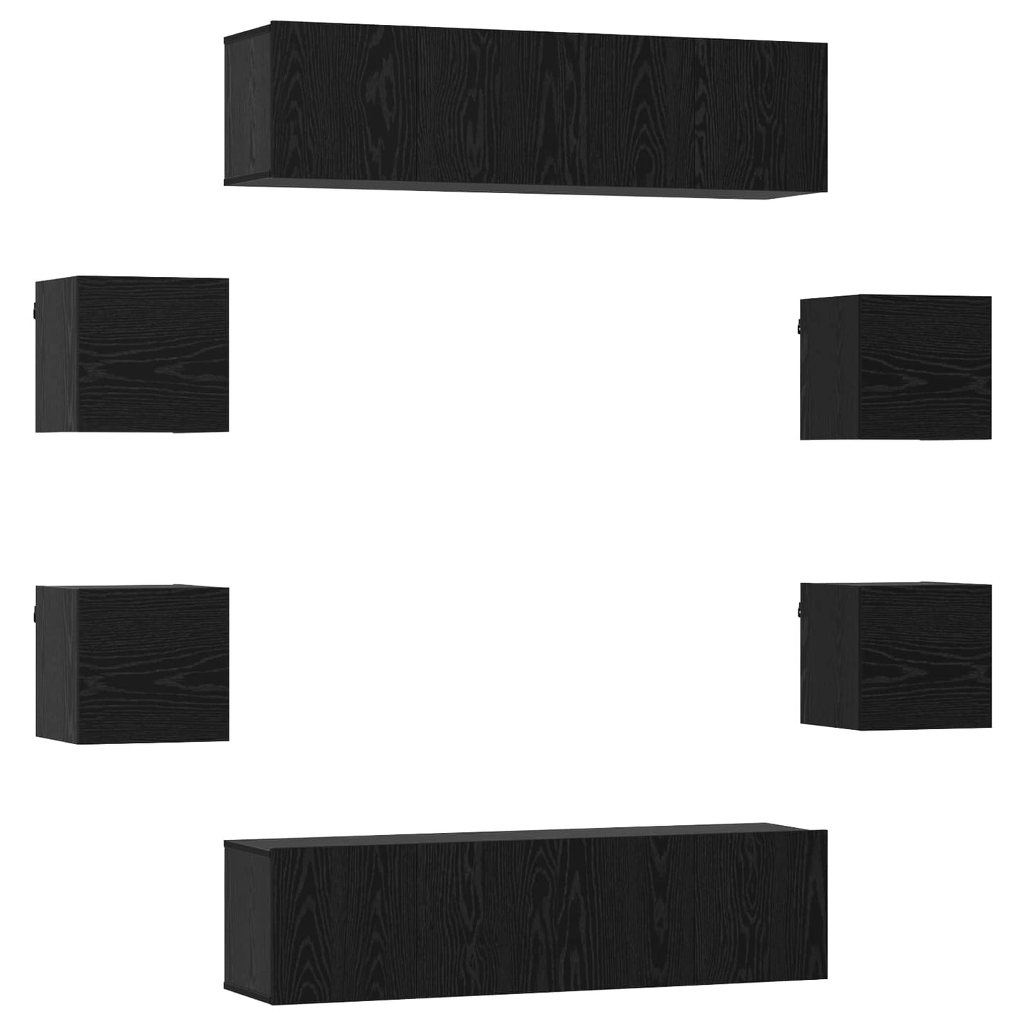 Tv-meubelset 8 pcs 120 x 30 x 30 cm Zwart eiken Bewerkt hout is nu te koop bij PeponiXL, paradijselijk wonen!