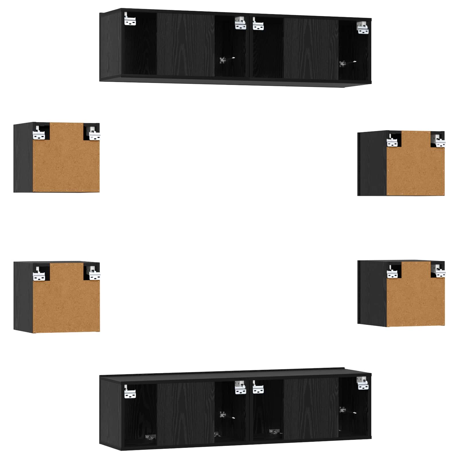 Tv-meubelset 8 pcs 120 x 30 x 30 cm Zwart eiken Bewerkt hout is nu te koop bij PeponiXL, paradijselijk wonen!