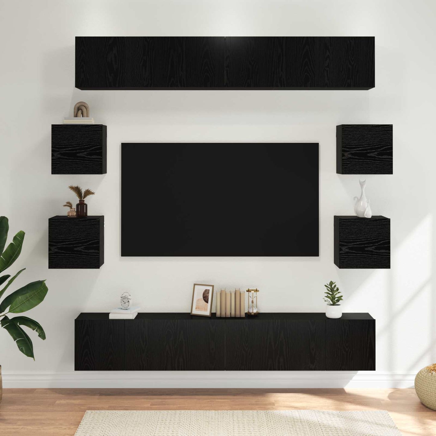 Tv-meubelset 10 pcs 180 x 30 x 30 cm Zwart eiken Bewerkt hout is nu te koop bij PeponiXL, paradijselijk wonen!