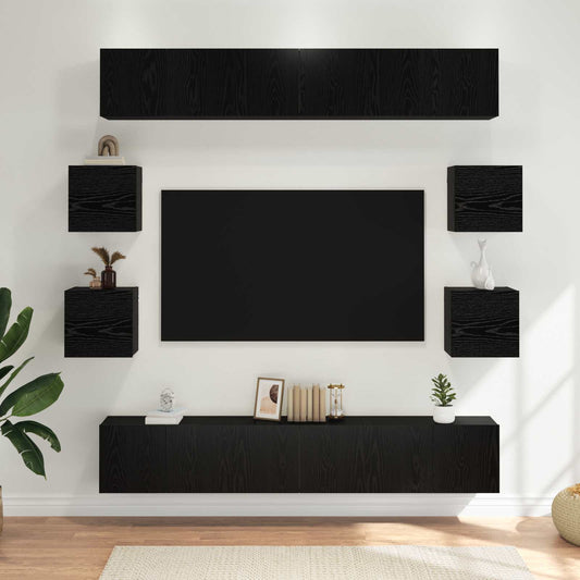 Tv-meubelset 10 pcs 180 x 30 x 30 cm Zwart eiken Bewerkt hout is nu te koop bij PeponiXL, paradijselijk wonen!
