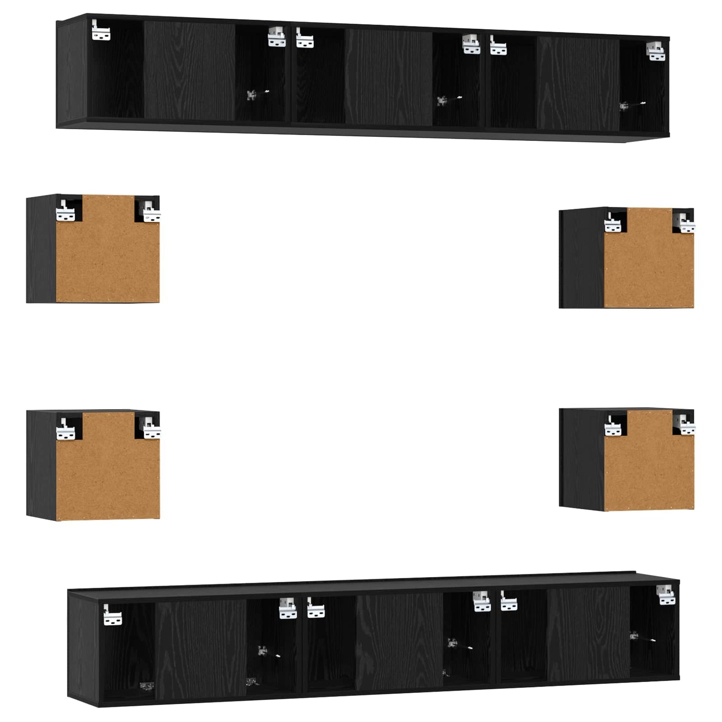 Tv-meubelset 10 pcs 180 x 30 x 30 cm Zwart eiken Bewerkt hout is nu te koop bij PeponiXL, paradijselijk wonen!