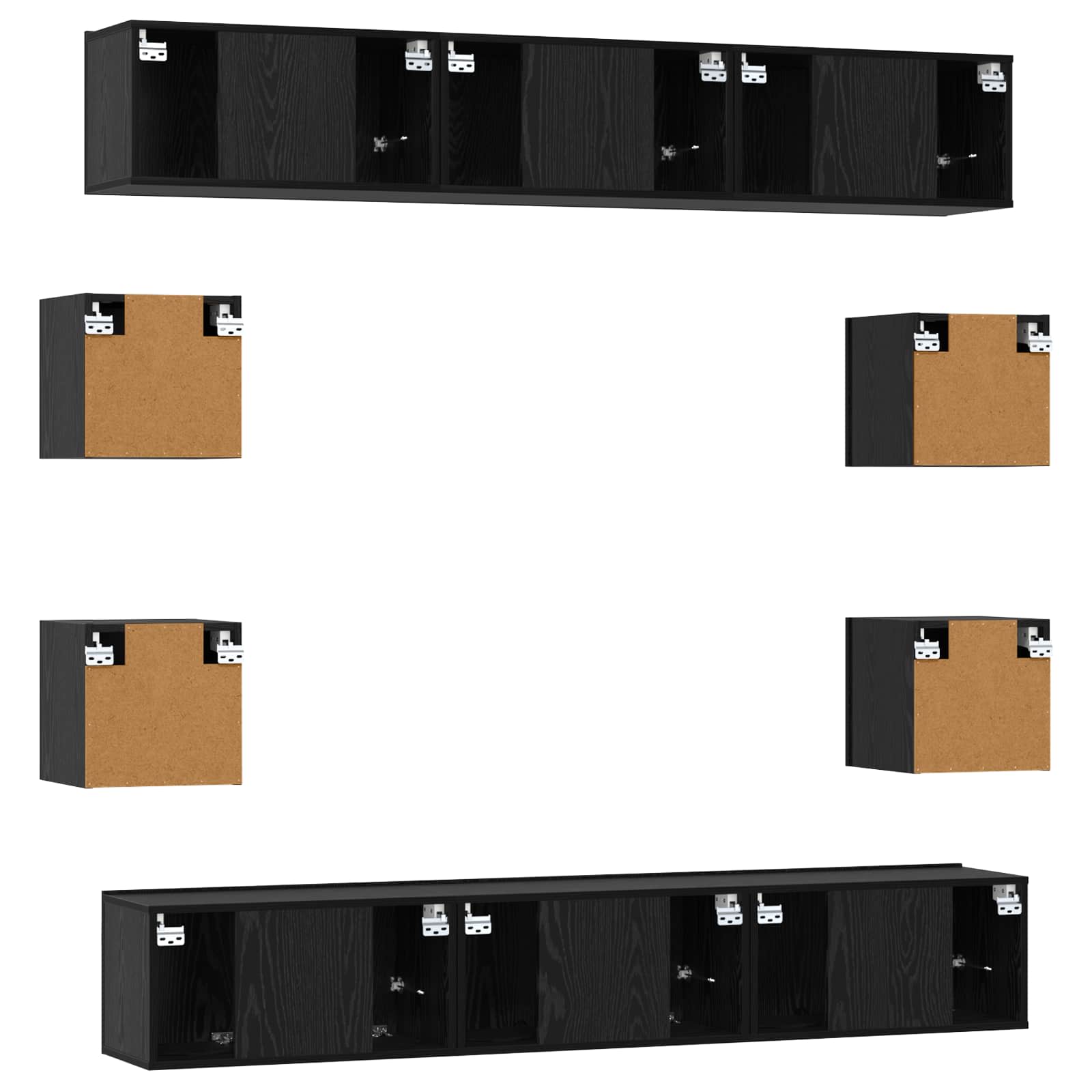 Tv-meubelset 10 pcs 180 x 30 x 30 cm Zwart eiken Bewerkt hout is nu te koop bij PeponiXL, paradijselijk wonen!