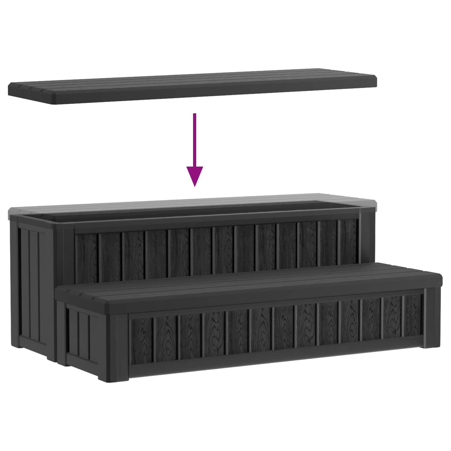 Hot Tub Stap met Opbergruimte 2-Staps Zwart 93 x 57 x 35 cm PP is nu te koop bij PeponiXL, paradijselijk wonen!