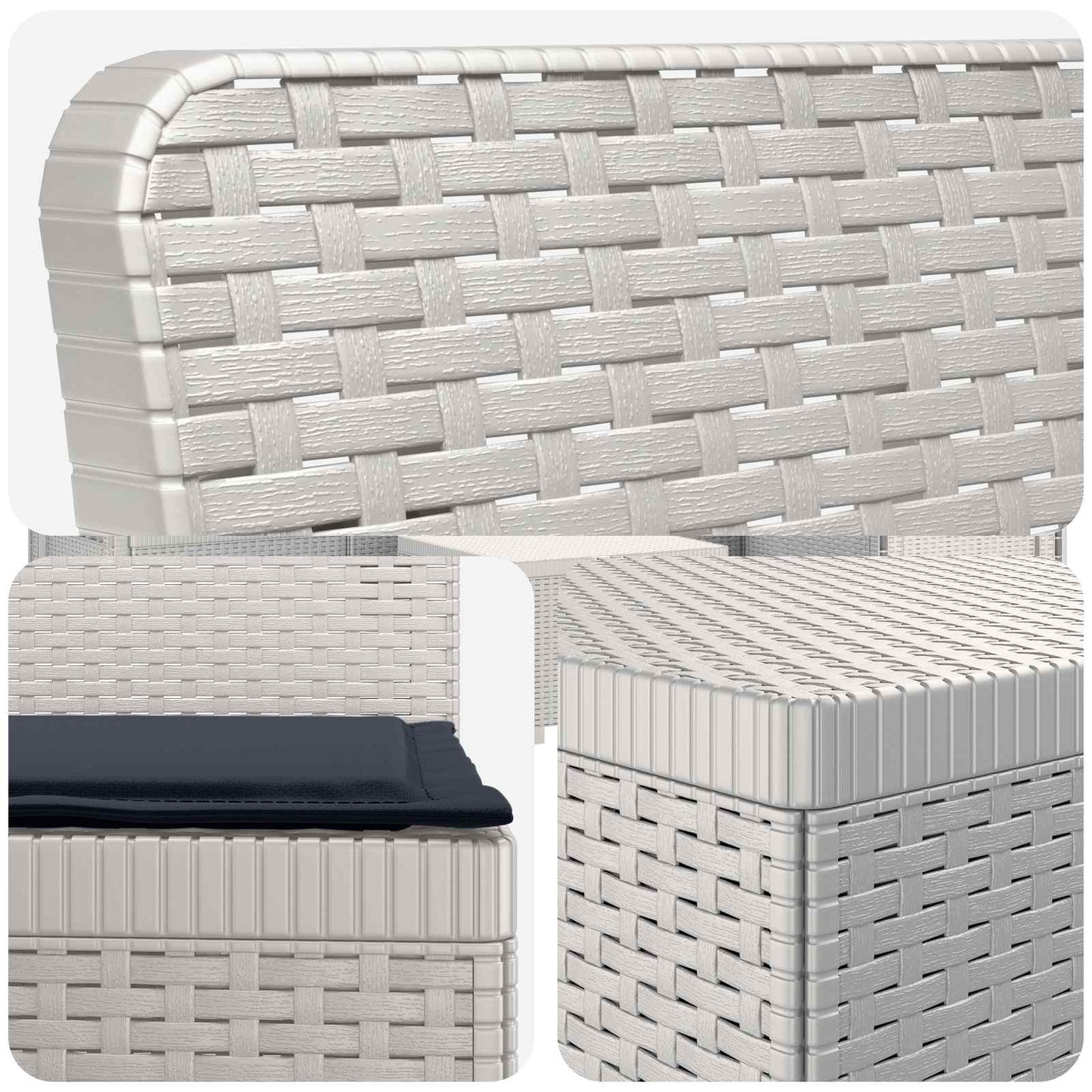5-Zits Tuin Sofa met Kussens Rattan Look PP Wit is nu te koop bij PeponiXL, paradijselijk wonen!