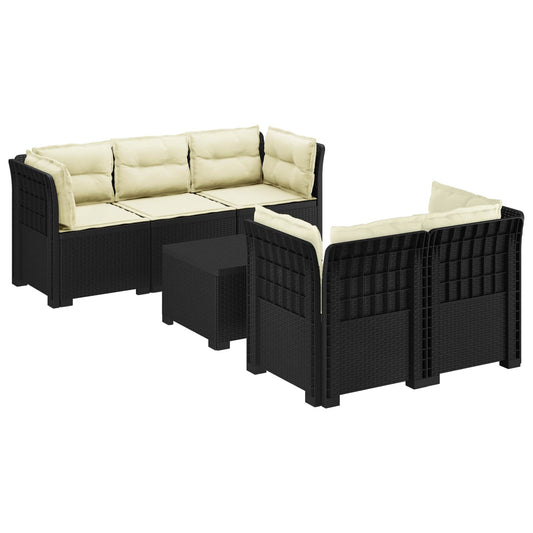 5-Zits Tuin Sofa met Kussens Rattan Look PP Antraciet is nu te koop bij PeponiXL, paradijselijk wonen!
