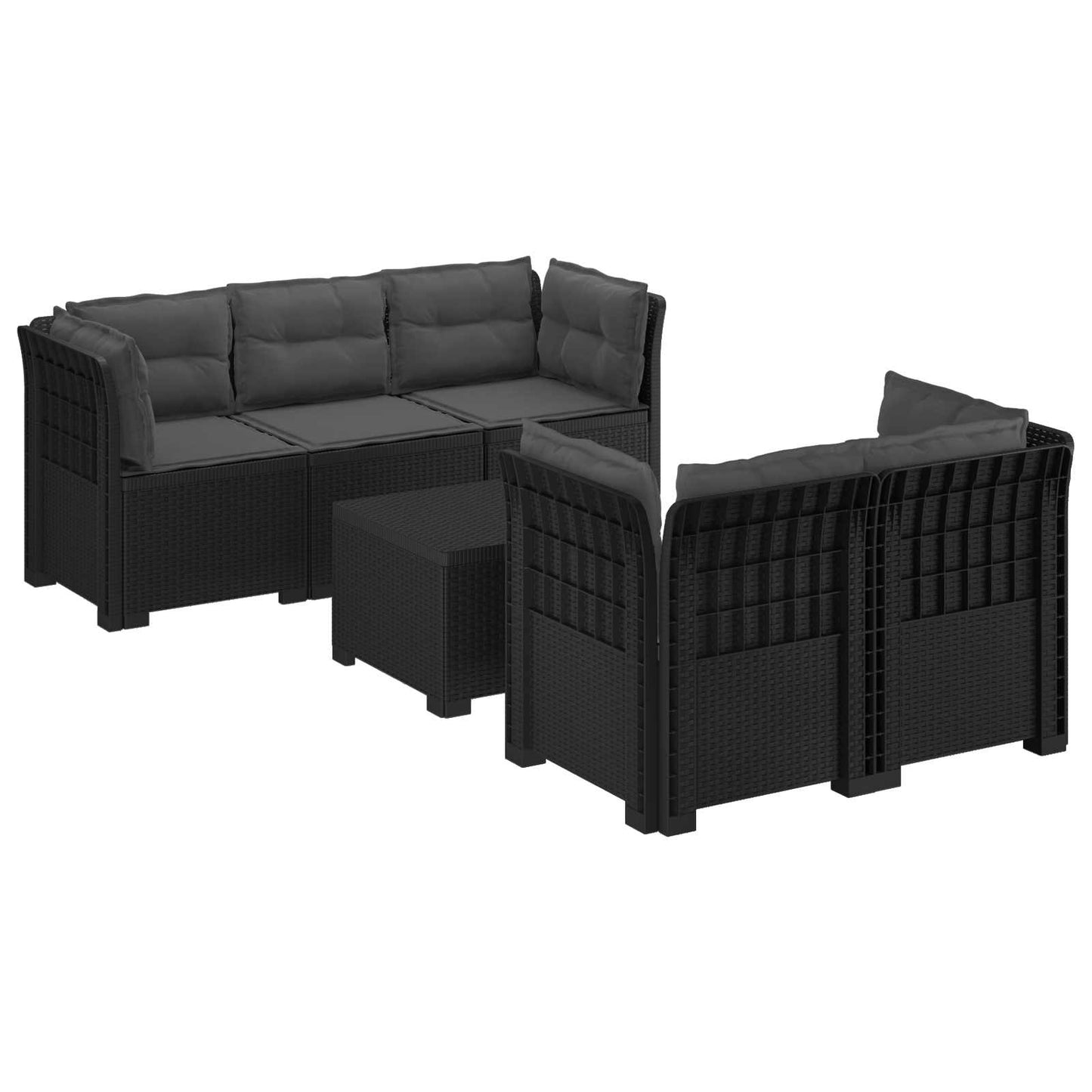5-Zits Tuin Sofa met Kussens Rattan Look PP Antraciet is nu te koop bij PeponiXL, paradijselijk wonen!