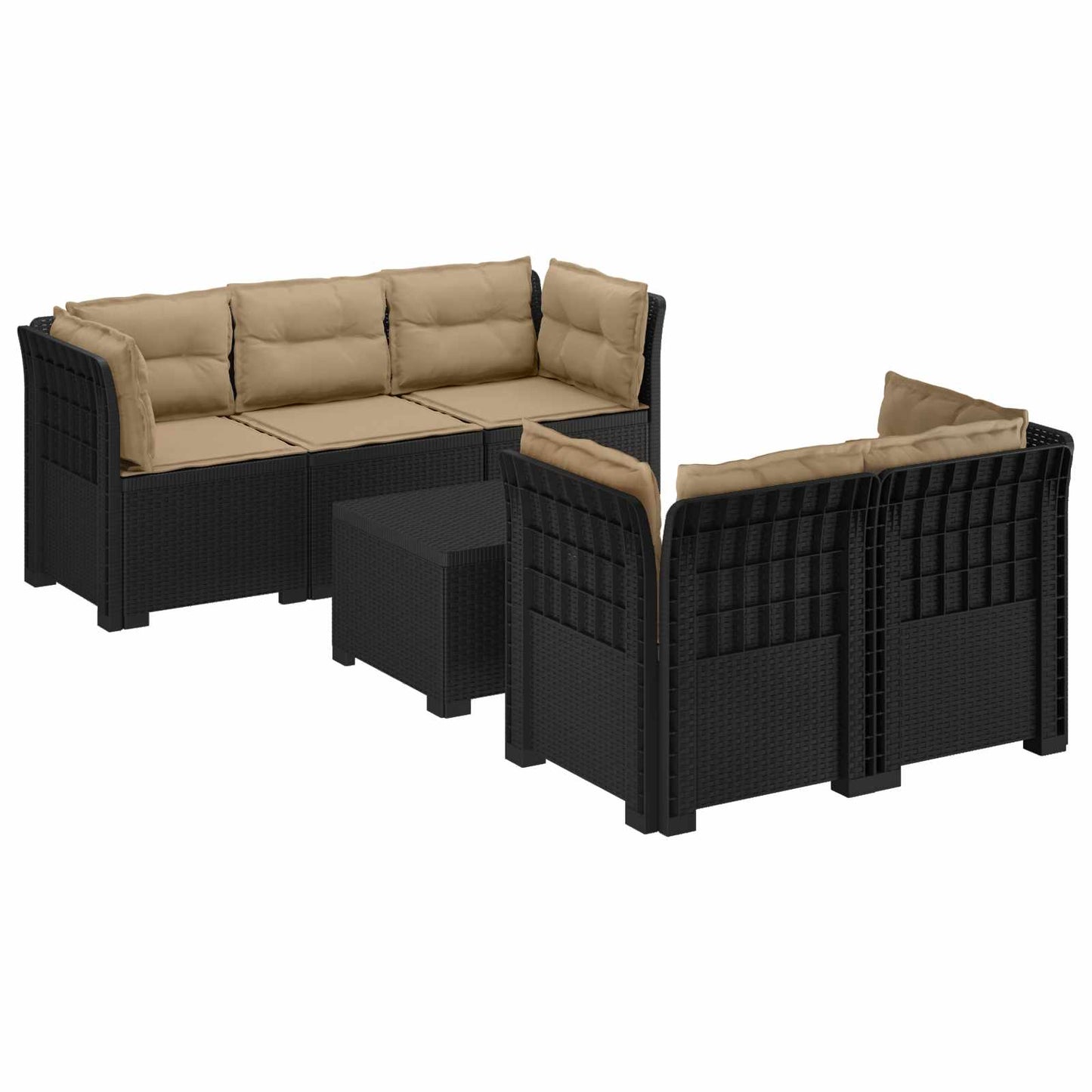 5-Zits Tuin Sofa met Kussens Rattan Look PP Antraciet is nu te koop bij PeponiXL, paradijselijk wonen!