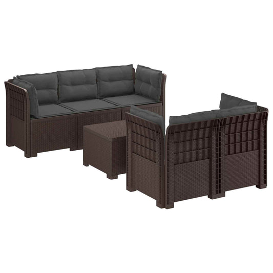 5-Zits Tuin Sofa met Kussens Rattan Look PP Bruin is nu te koop bij PeponiXL, paradijselijk wonen!