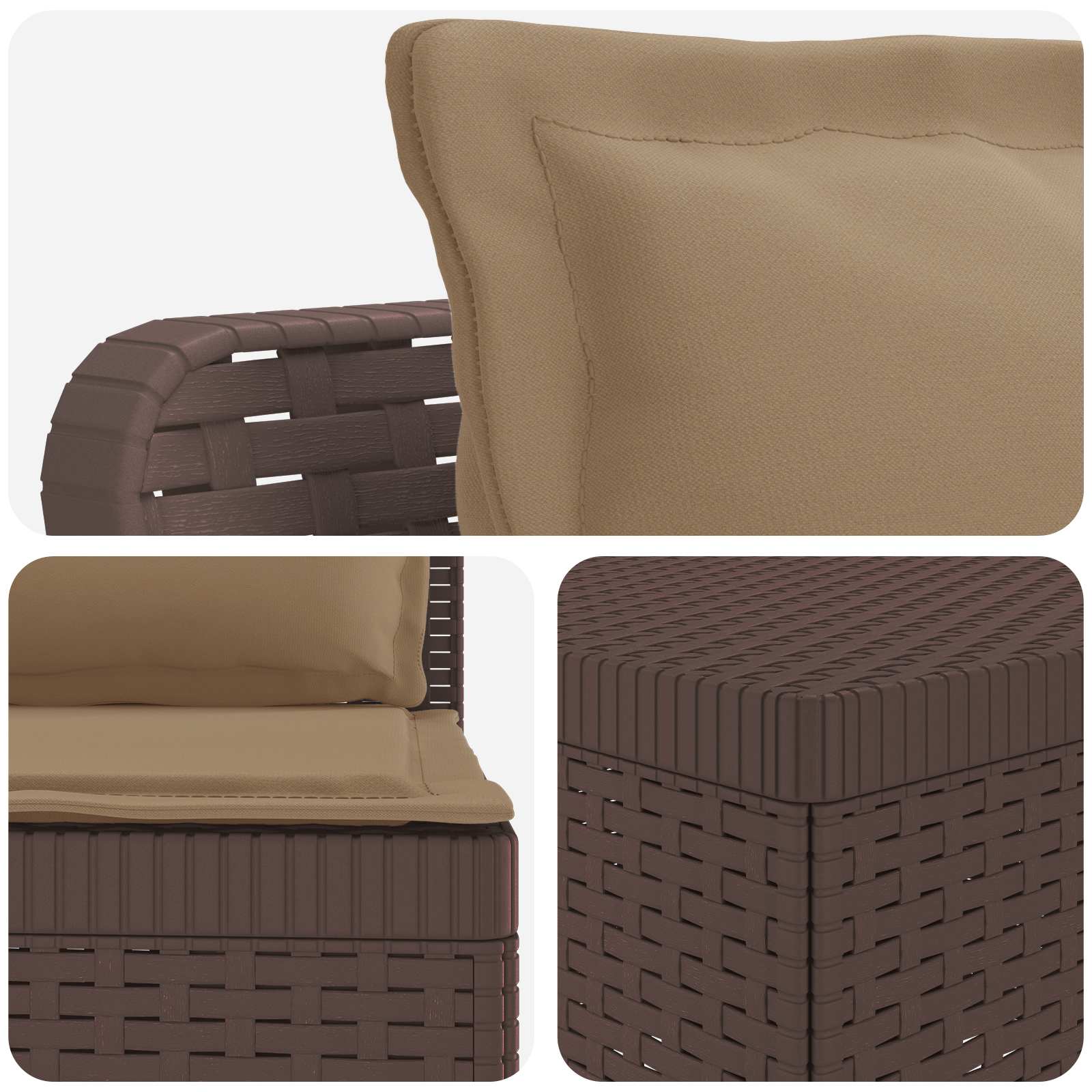 5-Zits Tuin Sofa met Kussens Rattan Look PP Bruin is nu te koop bij PeponiXL, paradijselijk wonen!