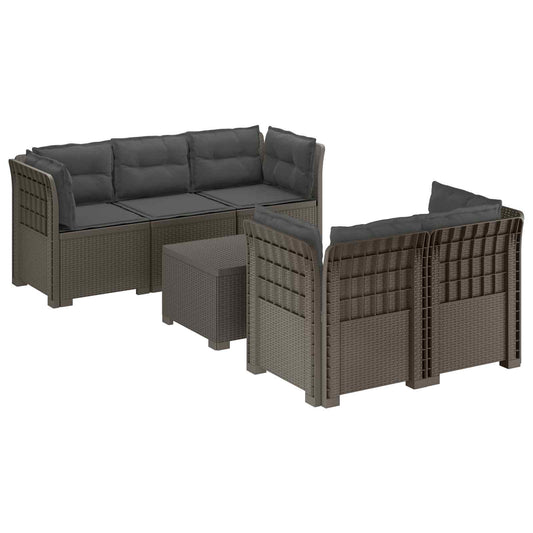 5-Zits Tuin Sofa met Kussens Rattan Look PP Lichtgrijs is nu te koop bij PeponiXL, paradijselijk wonen!