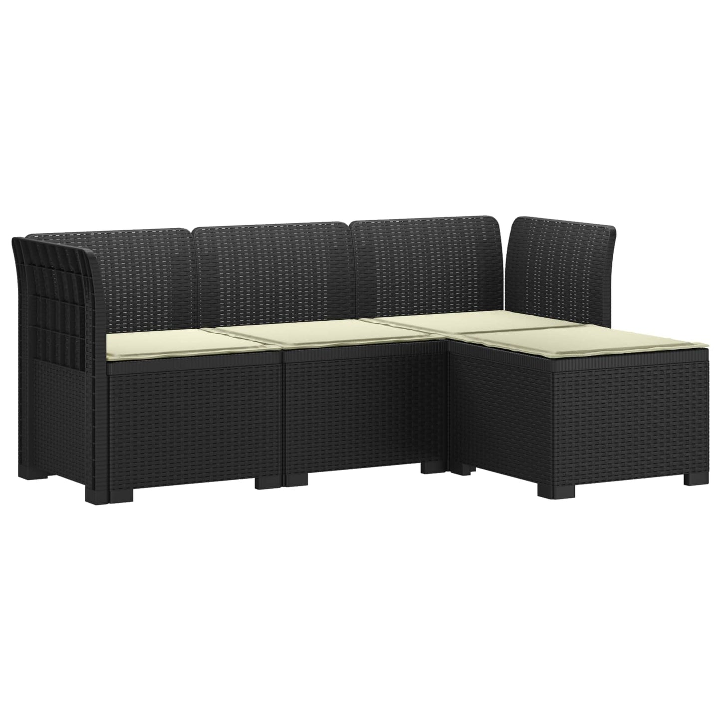 4-Persoons Tuinbank met Kussens Rieten Look PP Antraciet is nu te koop bij PeponiXL, paradijselijk wonen!