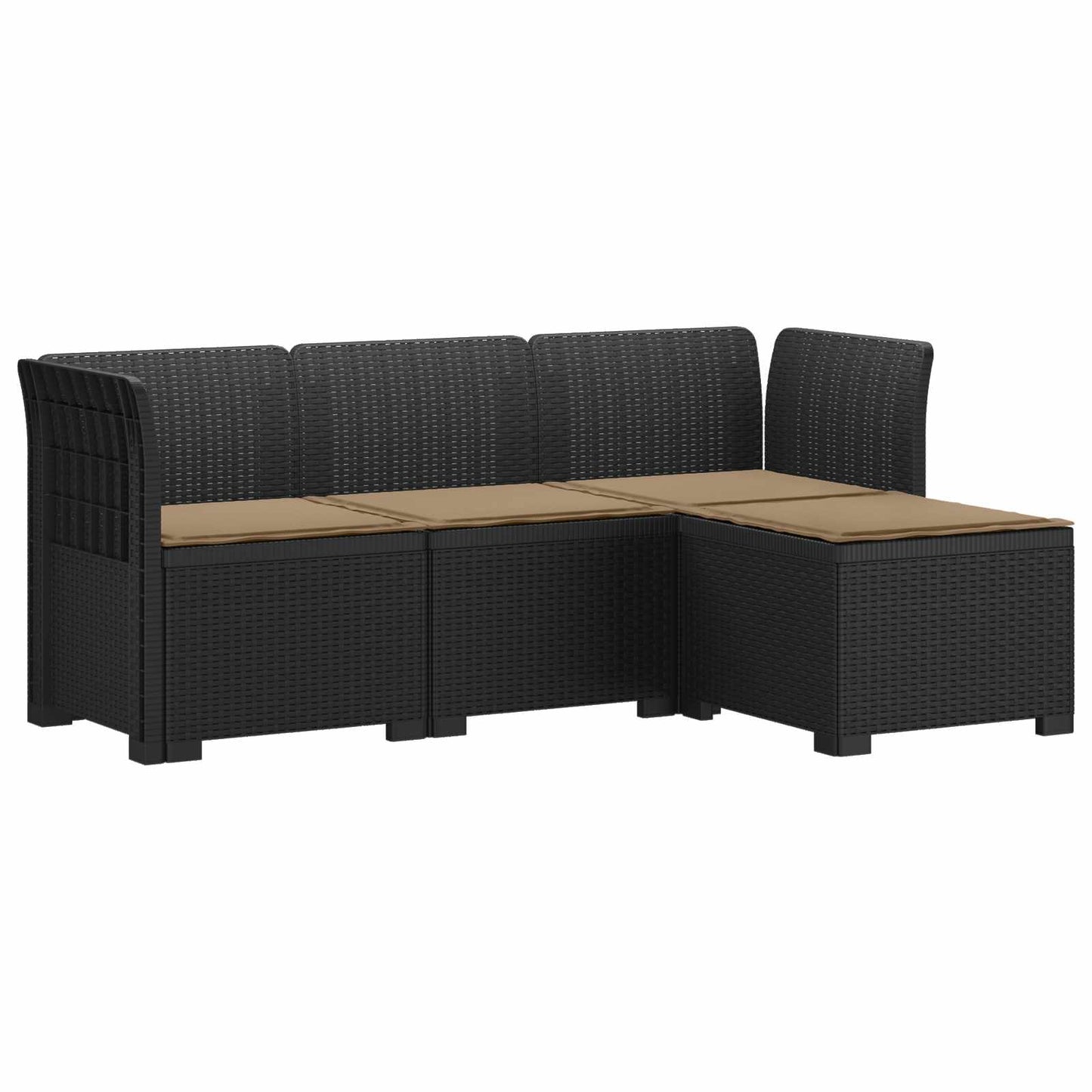 4-Persoons Tuinbank met Kussens Rieten Look PP Antraciet is nu te koop bij PeponiXL, paradijselijk wonen!