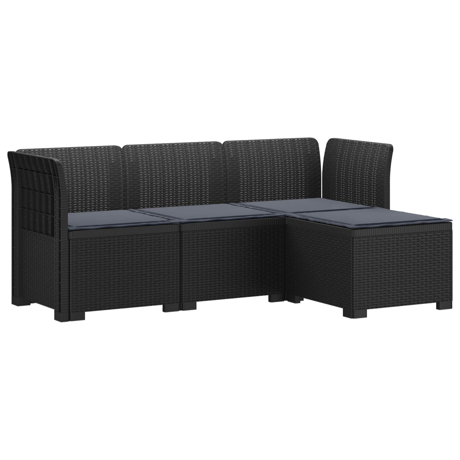 4-Persoons Tuinbank met Kussens Rieten Look PP Antraciet is nu te koop bij PeponiXL, paradijselijk wonen!
