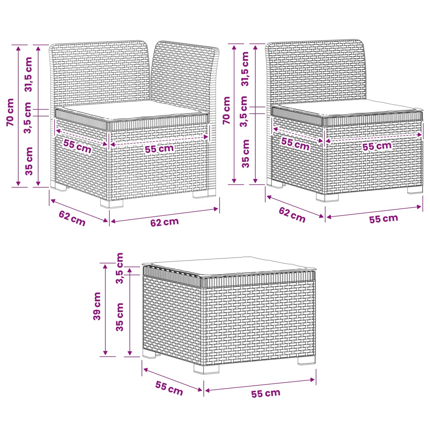 4-Persoons Tuinbank met Kussens Rieten Look PP Antraciet is nu te koop bij PeponiXL, paradijselijk wonen!