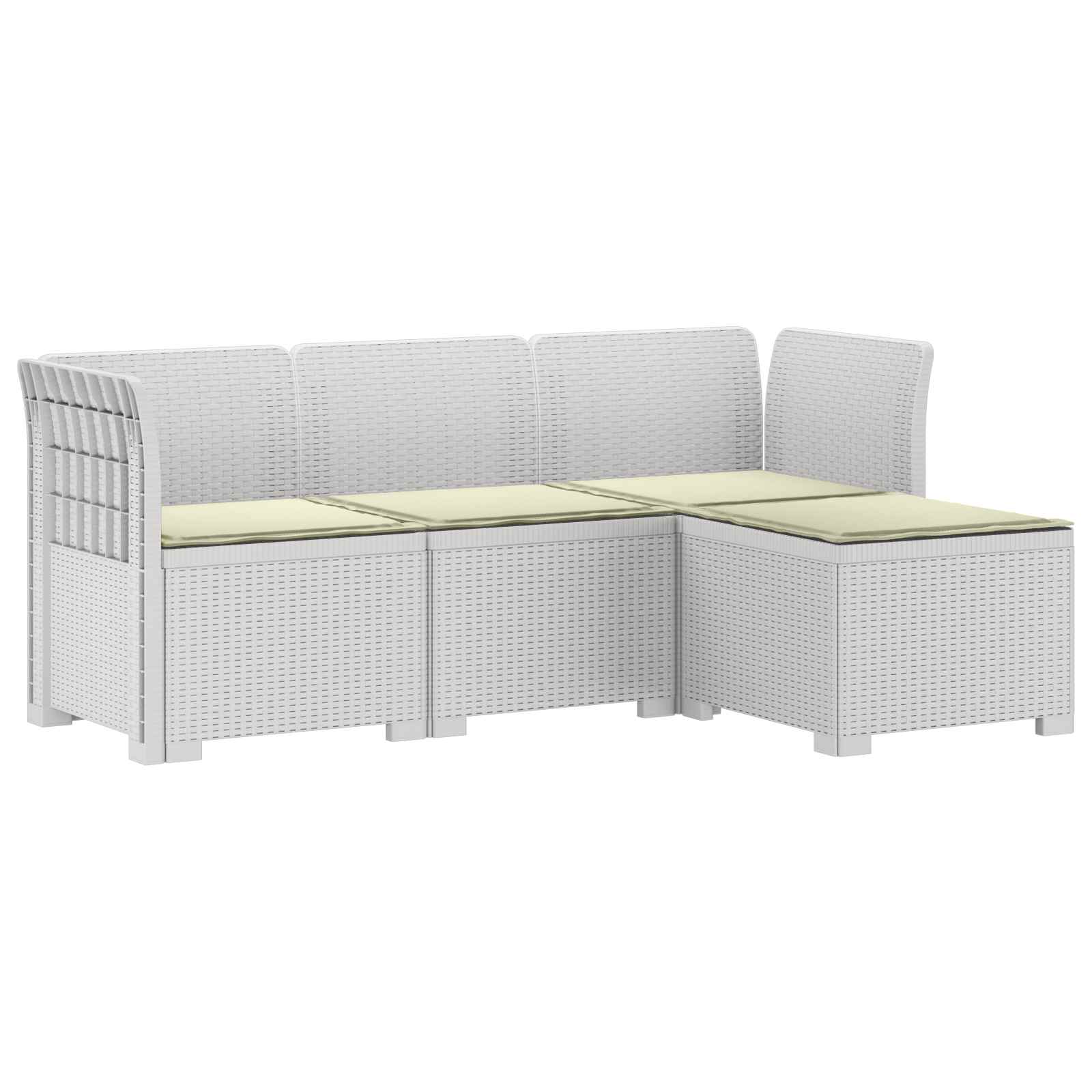 4-Persoons Tuinbank met Kussens Rieten Look PP Wit is nu te koop bij PeponiXL, paradijselijk wonen!