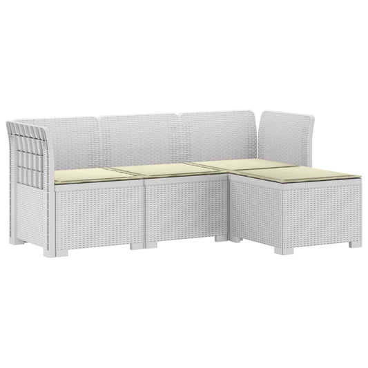 4-Persoons Tuinbank met Kussens Rieten Look PP Wit is nu te koop bij PeponiXL, paradijselijk wonen!