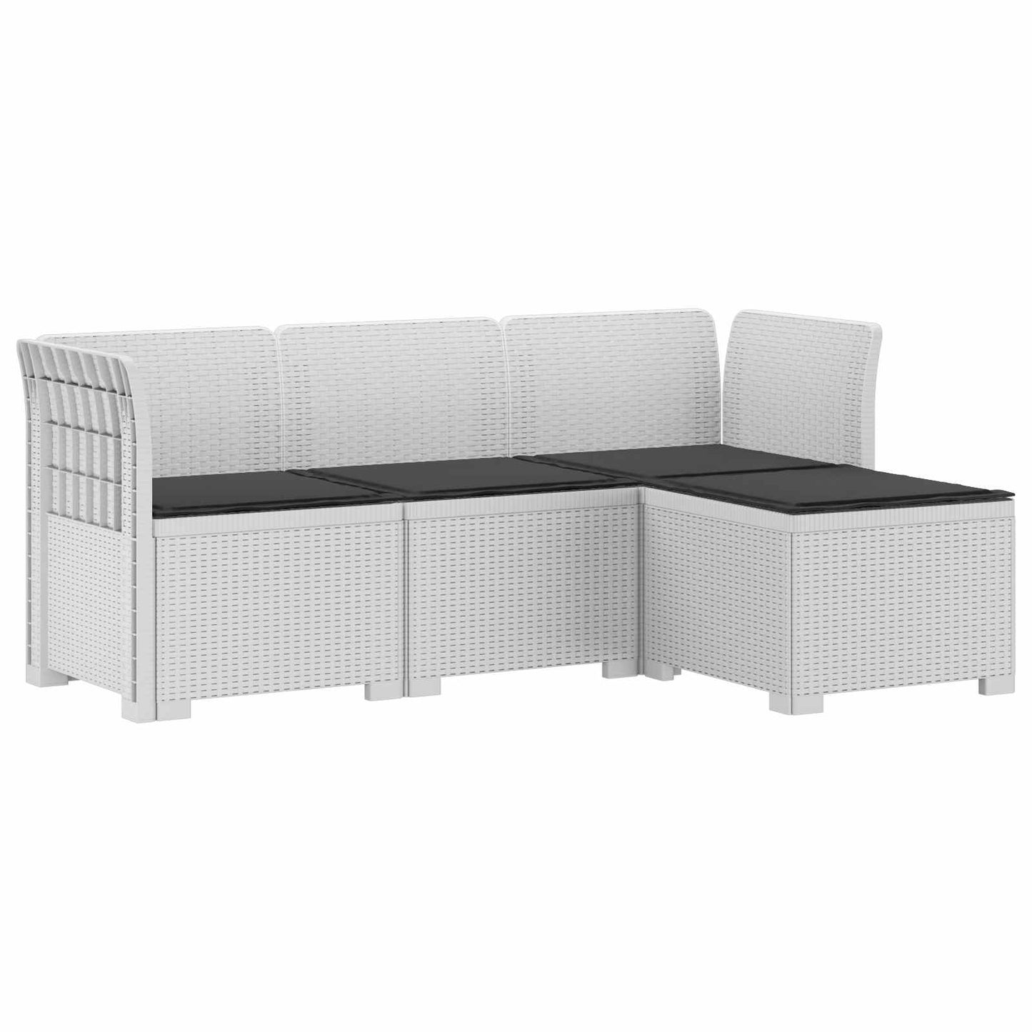 4-Persoons Tuinbank met Kussens Rieten Look PP Wit is nu te koop bij PeponiXL, paradijselijk wonen!