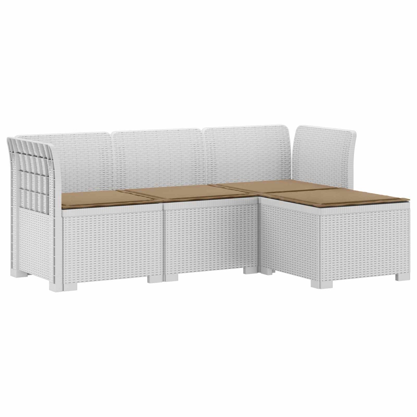 4-Persoons Tuinbank met Kussens Rieten Look PP Wit is nu te koop bij PeponiXL, paradijselijk wonen!