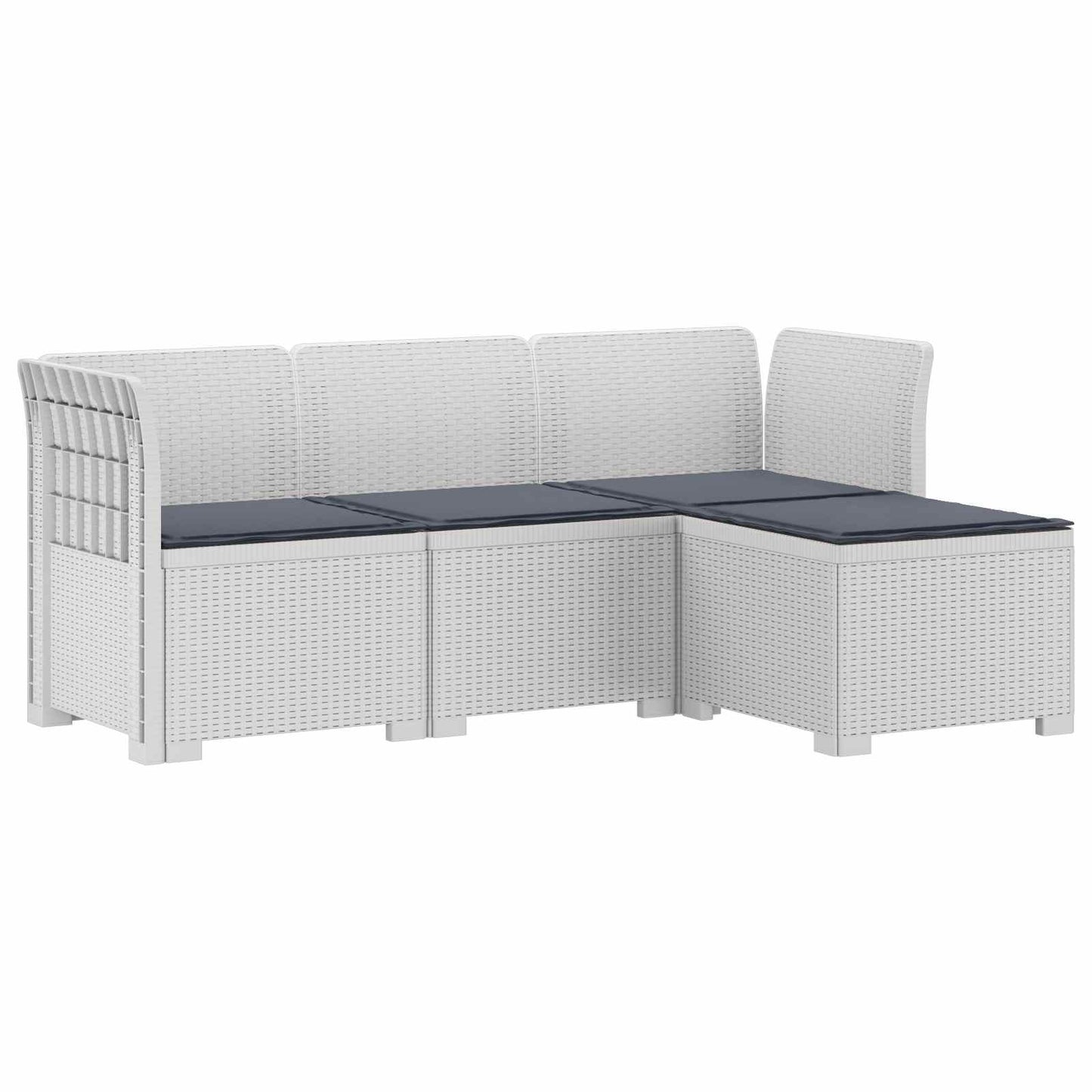 4-Persoons Tuinbank met Kussens Rieten Look PP Wit is nu te koop bij PeponiXL, paradijselijk wonen!