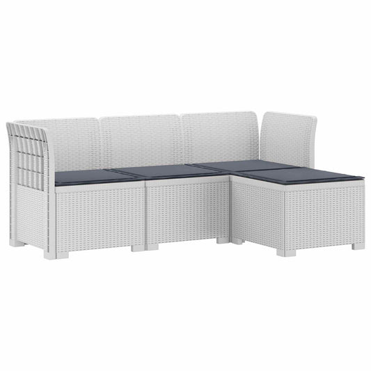 4-Persoons Tuinbank met Kussens Rieten Look PP Wit is nu te koop bij PeponiXL, paradijselijk wonen!