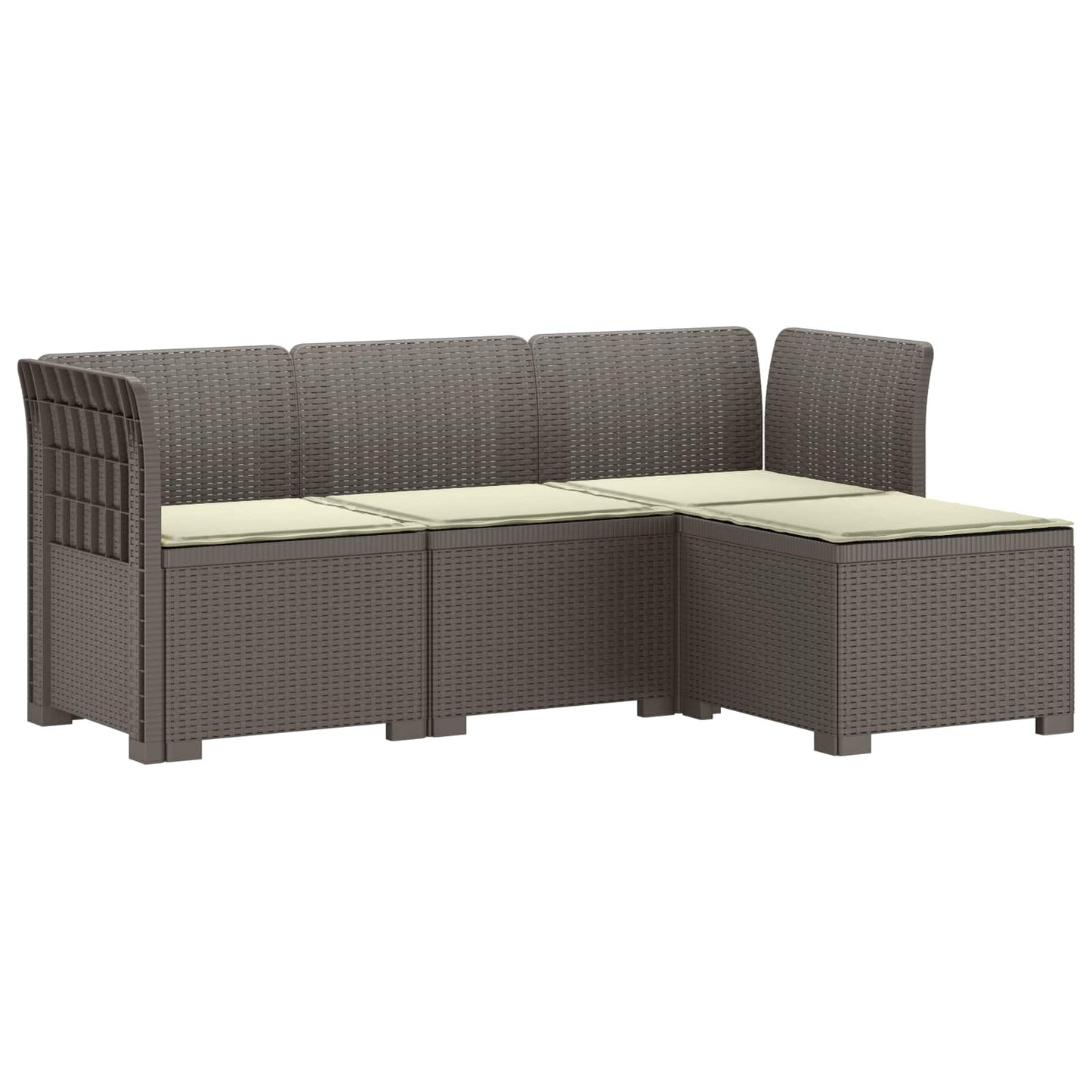 4-Persoons Tuinbank met Kussens Rieten Look PP Lichtgrijs is nu te koop bij PeponiXL, paradijselijk wonen!