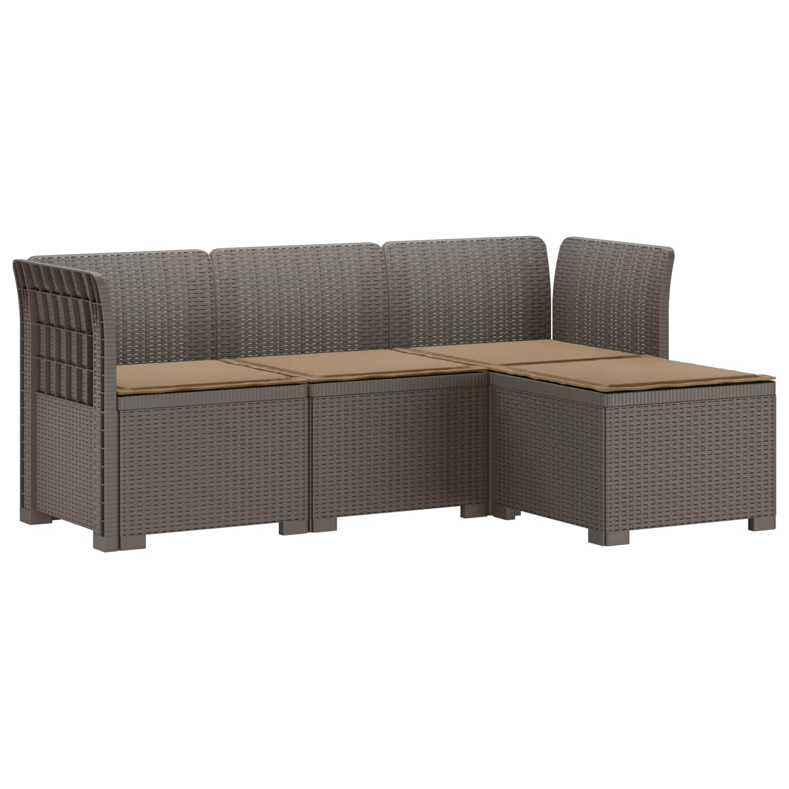 4-Persoons Tuinbank met Kussens Rieten Look PP Lichtgrijs is nu te koop bij PeponiXL, paradijselijk wonen!