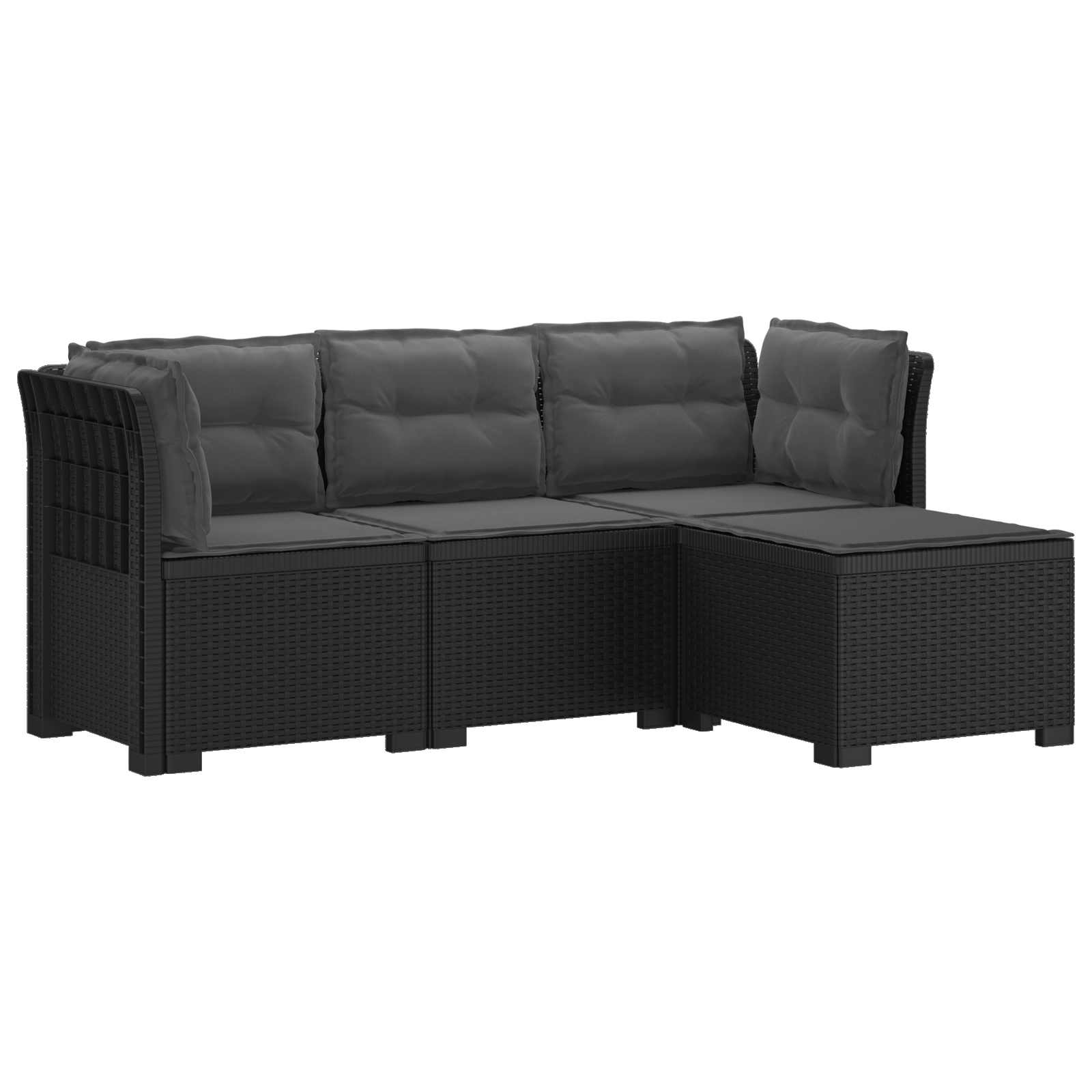 4-Persoons Tuinbank met Kussens Rieten Look PP Antraciet is nu te koop bij PeponiXL, paradijselijk wonen!