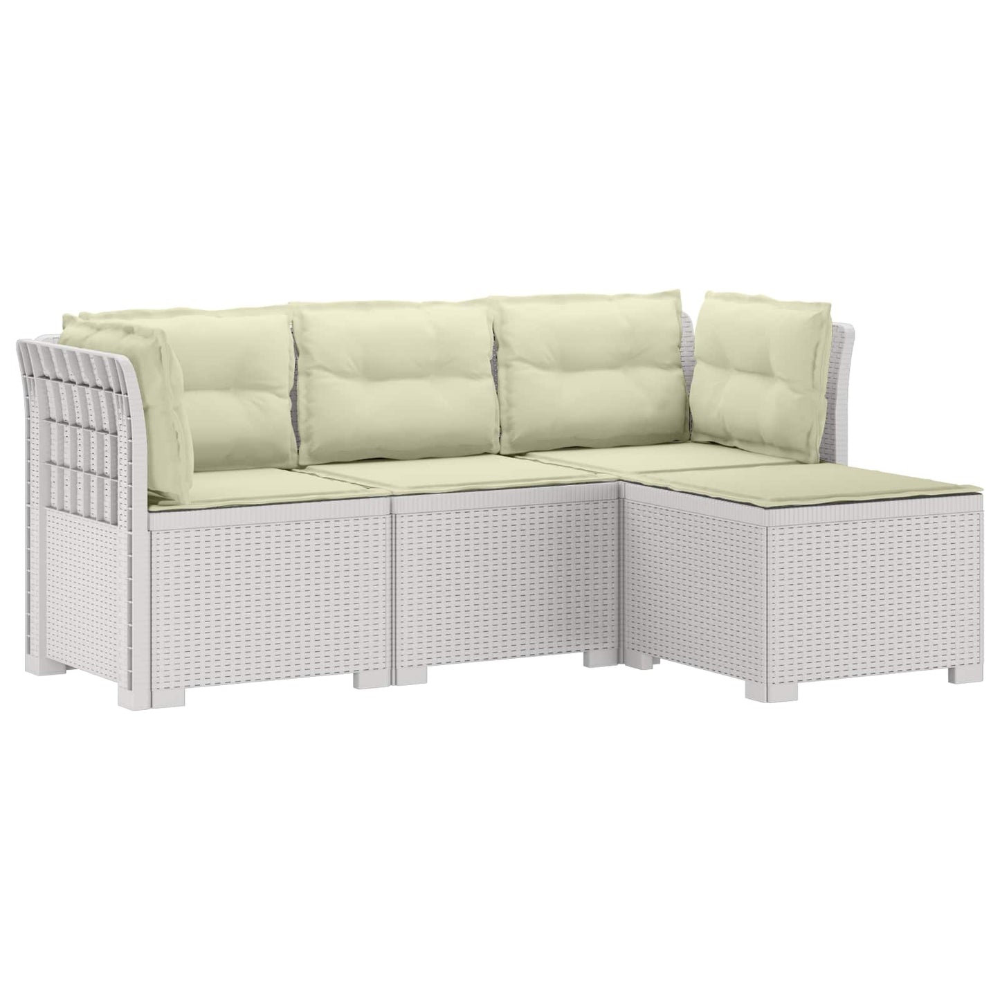 4-Persoons Tuinbank met Kussens Rieten Look PP Wit is nu te koop bij PeponiXL, paradijselijk wonen!