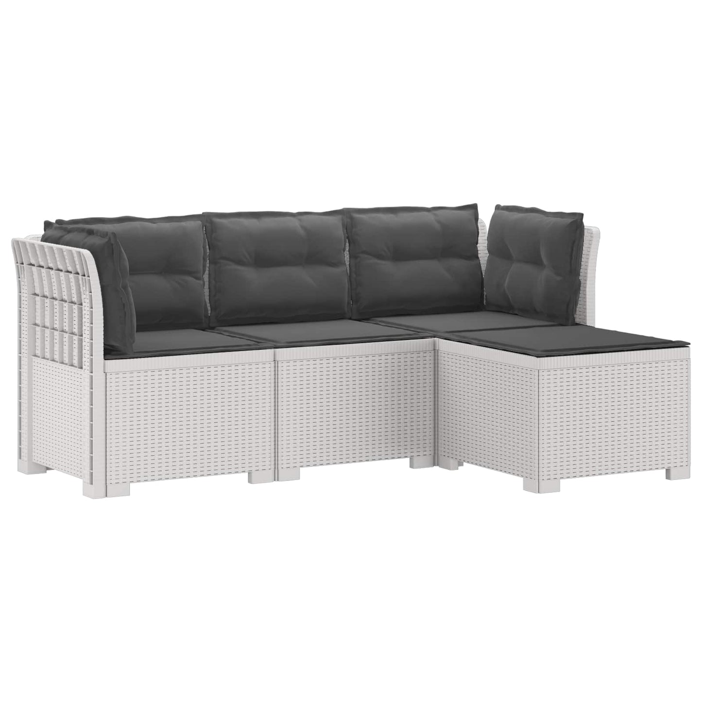 4-Persoons Tuinbank met Kussens Rieten Look PP Wit is nu te koop bij PeponiXL, paradijselijk wonen!