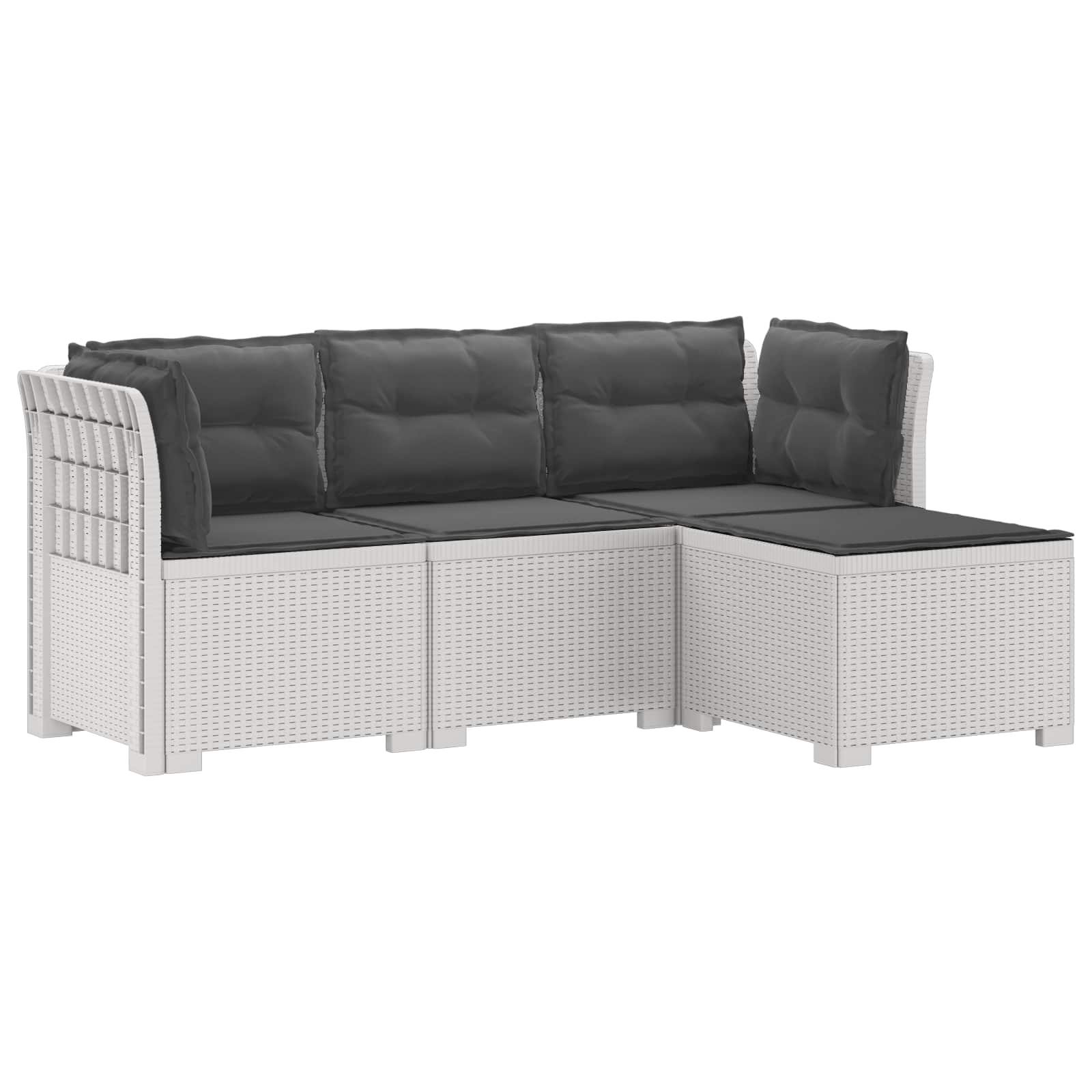 4-Persoons Tuinbank met Kussens Rieten Look PP Wit is nu te koop bij PeponiXL, paradijselijk wonen!
